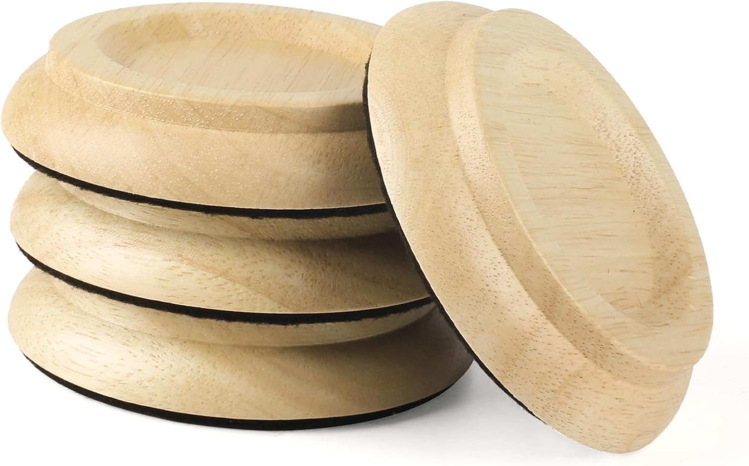 Upright Piano Caster Cups,Premium Quality Hardwood Piano Caster Pads Furniture Leg Pad Set of 4,With Non-Slip Moisture-Proof& Anti-Noise Felt Pads for Hardwood Floor Protectors (Natural Wood)