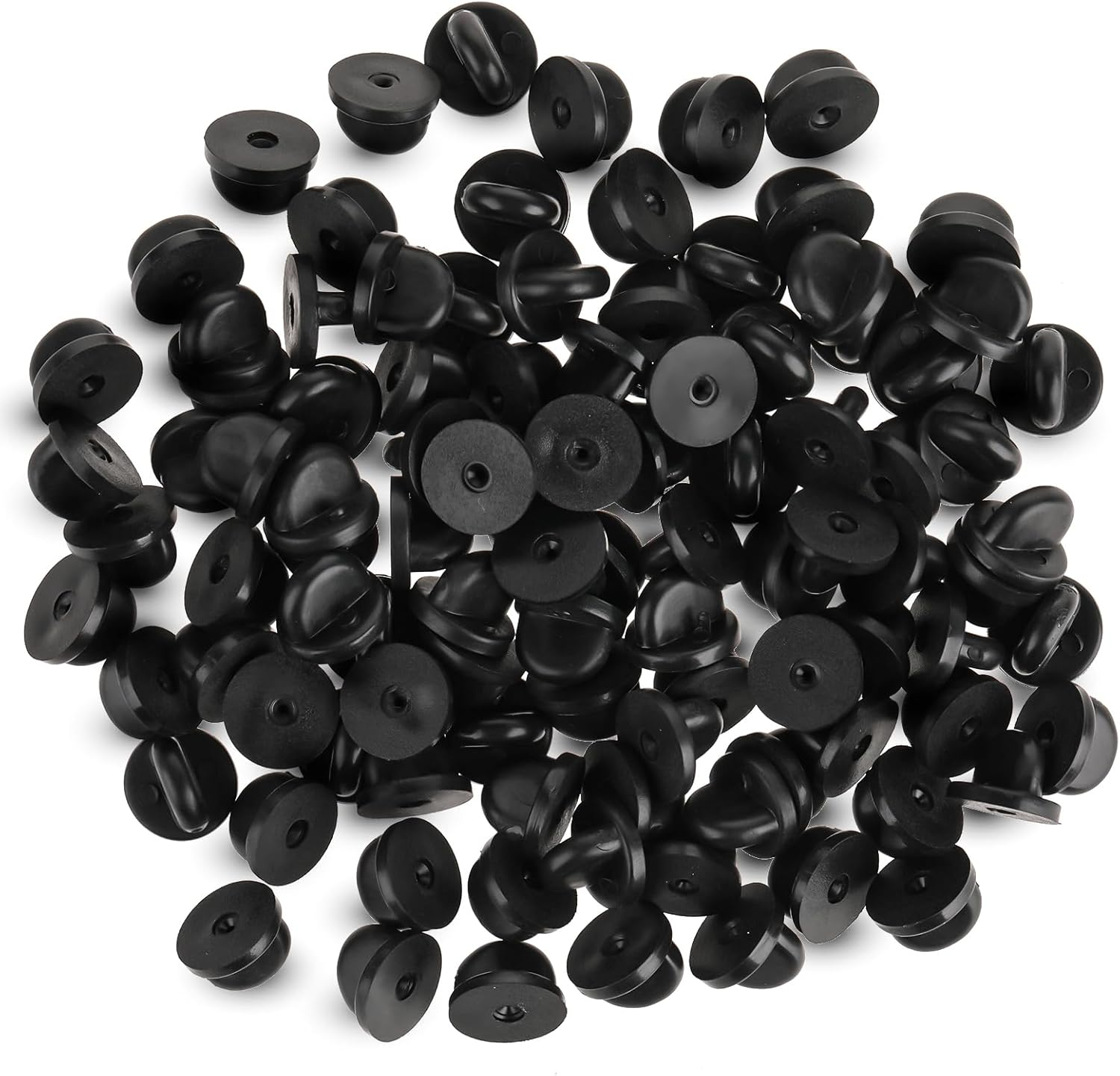 100 PCS Rubber Pin Backs for Brooches, Tie, Hat, Badge Insignia, Black