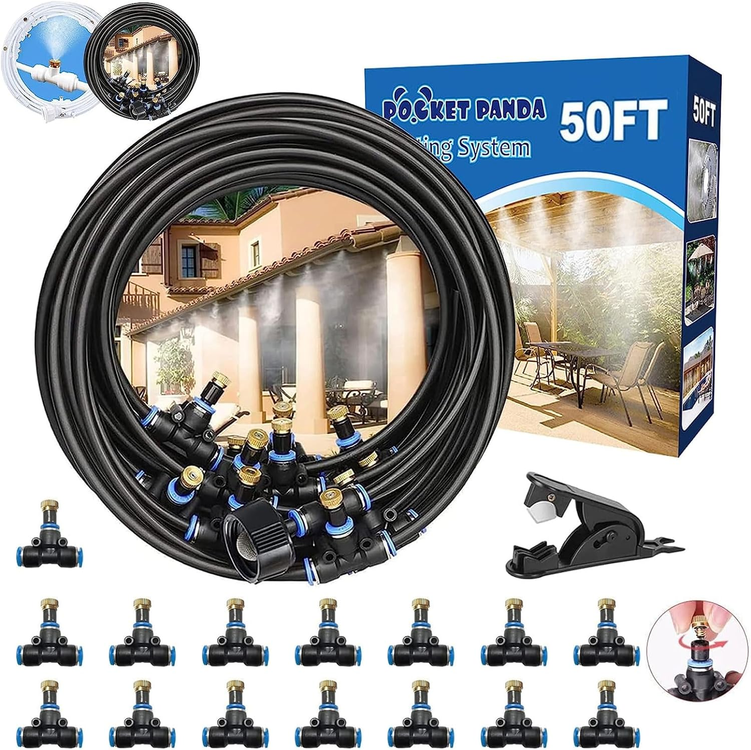 Misting Cooling System,Outside Water Misters for Outdoor Patio,80Ft(24M),Back... - Picture 10 of 13