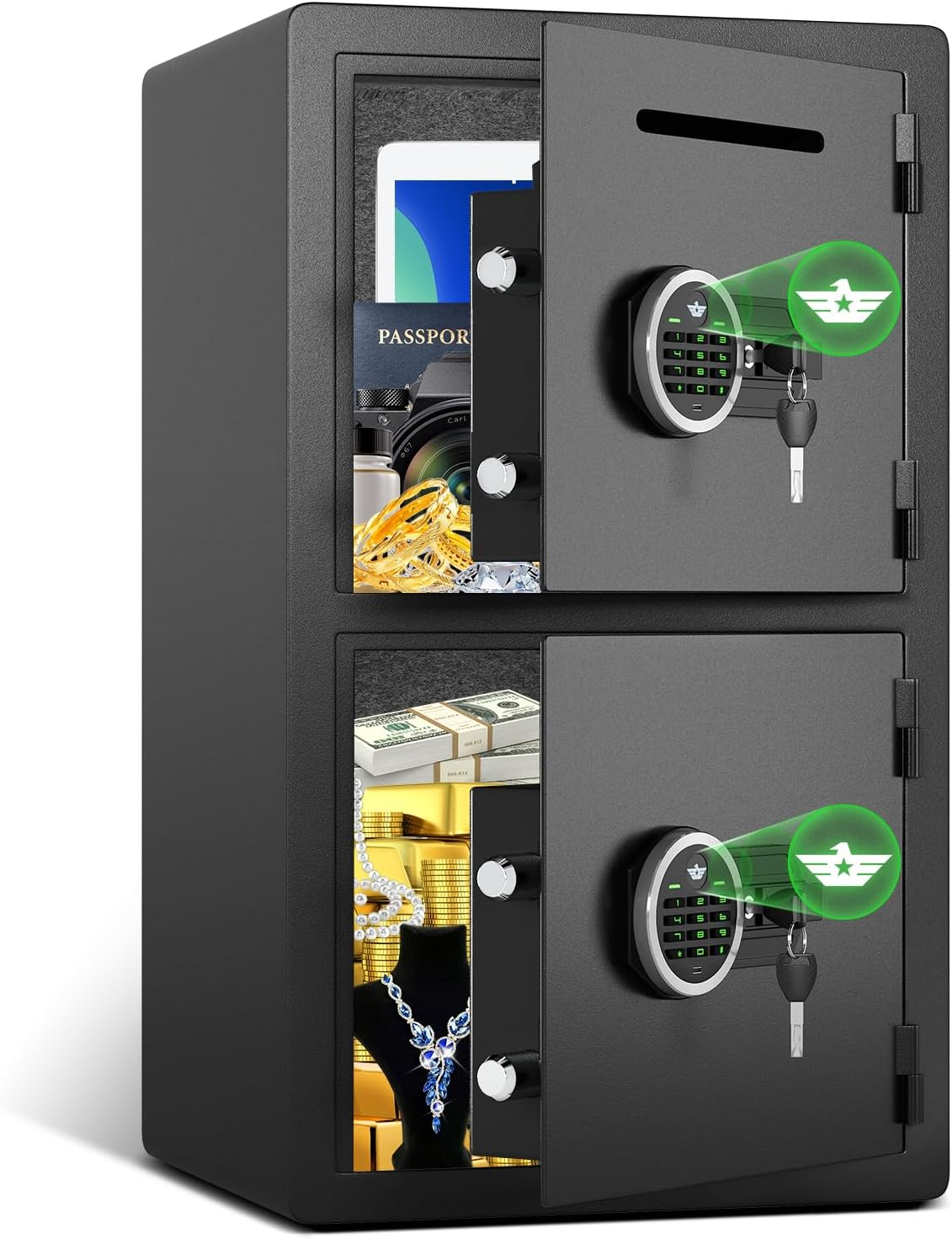 5.0 Cu Ft Extra Large Safe Fireproof Waterproof, Digital Security Safe Box with Deposit Slot & Metal Storage Box with Backlit Keypad & Dual Alarm for Home Office