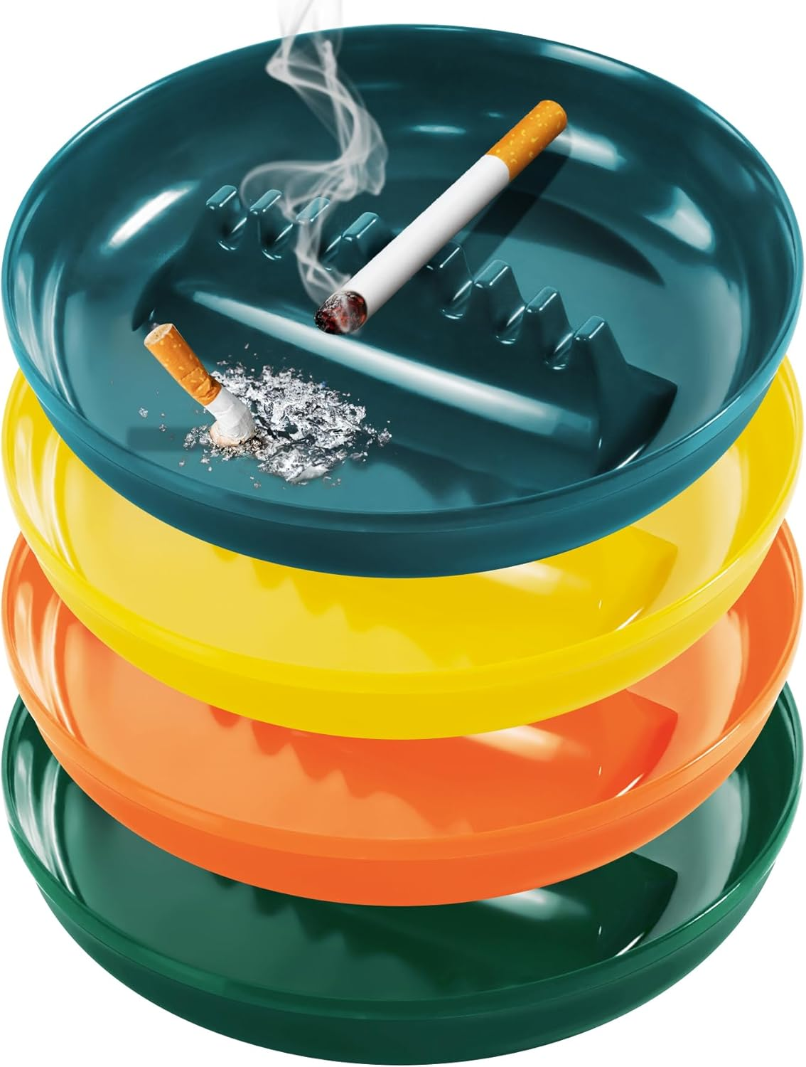 7 Inches Large Size Ashtrays for Cigarettes and Cigars [4 Pack], Smokeless  Table