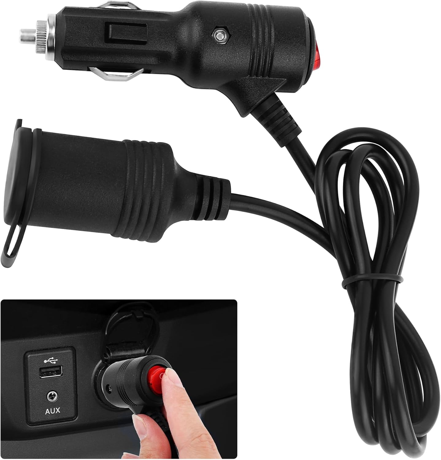 3Ft Car Cigarette Lighter Extension Cord with on off Switch & Dust Cap,12V  Cigar