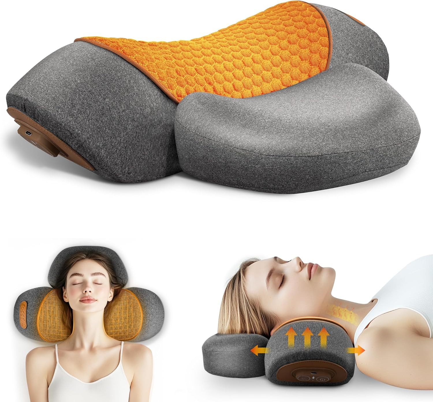 3-In-1 Rechargeable Neck Massager Pillow - Pillow Massage Neck Hump for Shoulder Pain, Deep Tissue Pain Relief, with Heating and Traction Function, Hump Corrector for Women