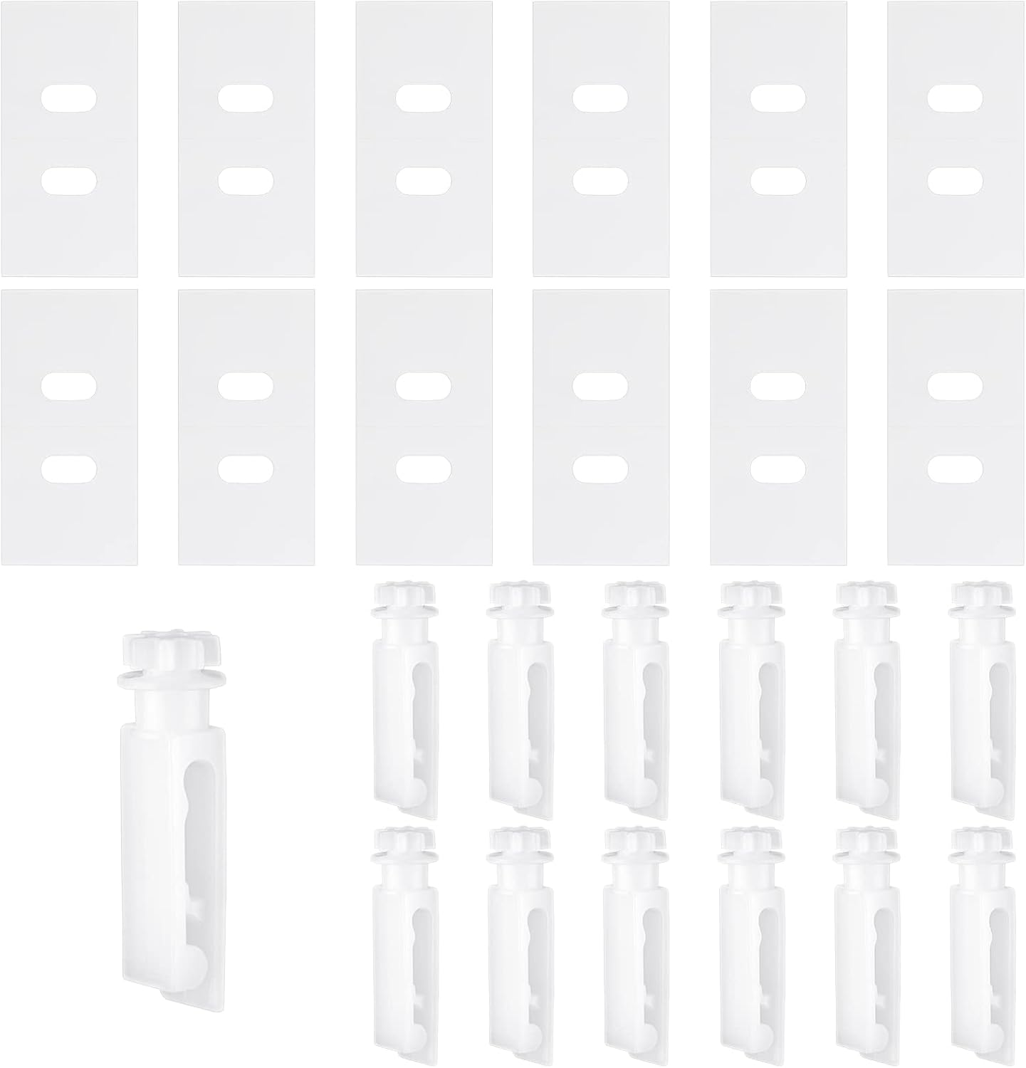 Vertical Blinds Repair Kit, Include 12 Sets Vertical Blind Repair Tabs and 12 Pcs Vertical Blind Stem Clips Replacement, Vertical Blinds Replacement Parts for Broken and Missing Vertical Blinds