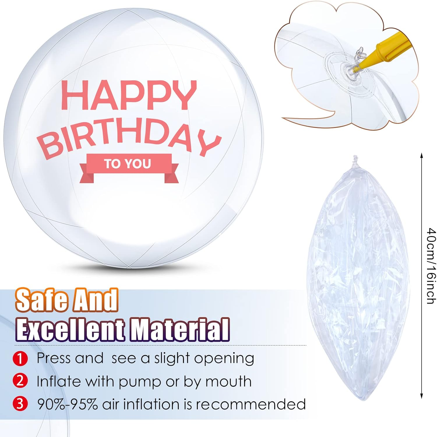 12 Pieces Inflatable Clear Beach Ball Inflatable Clear Balloons Transparent S... - Picture 4 of 14