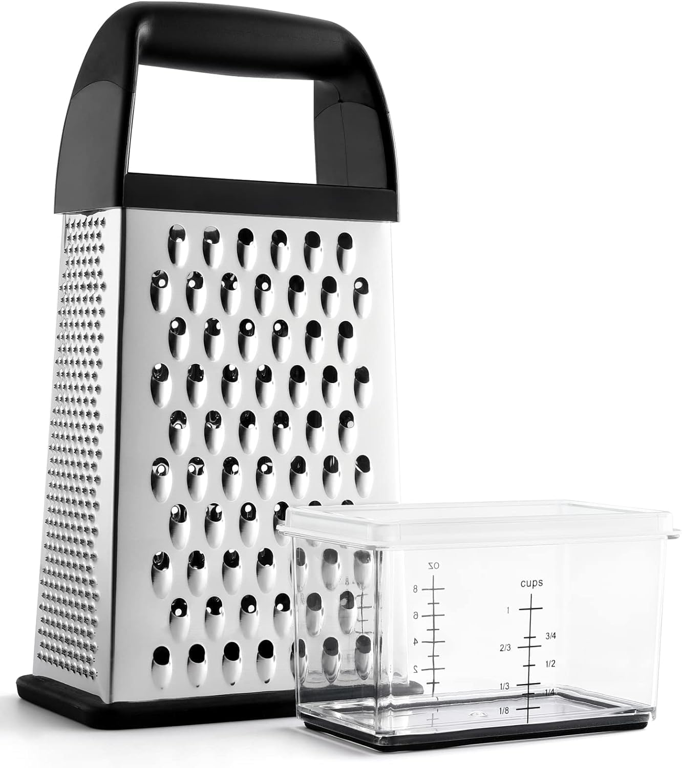 Cheese Grater with Container Box Grater Stainless Steel Graters for Kitchen Cheese Shredder Parmesan Shredder Kitchen Gadgets Kitchen Tools Kitchen Gifts for Chef Dishwasher Safe Zester