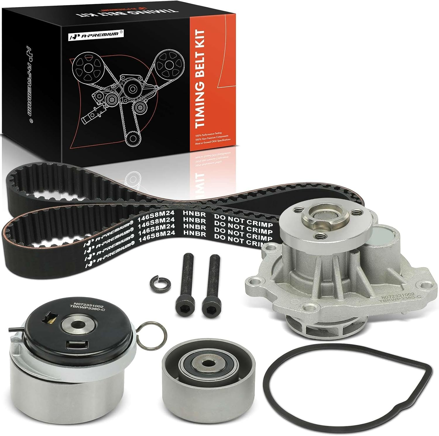 Engine Timing Belt Kit with Water Pump Compatible with Chevrolet Sonic 12-18 Aveo Aveo5 Cruze Limited Pontiac G3 Wave Saturn Astra Suzuki Swift+ L4 1.6L 1.8L DOHC