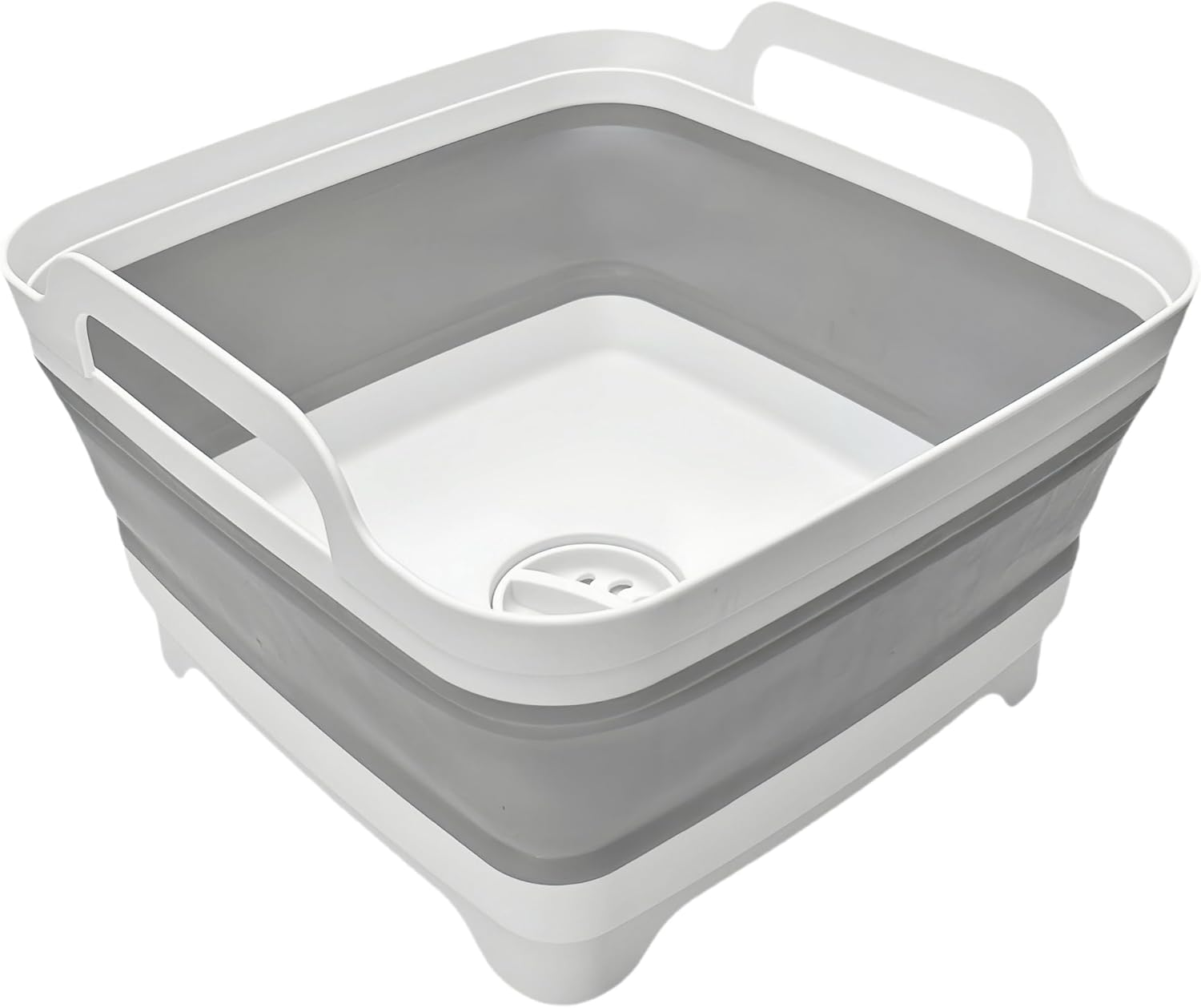 Collapsible Wash Basin 9L, Foldable Dish Tub with Drain Plug, Portable Collapsible Dish Basin, Camping Sink for Washing Dishes, Laundry & Kitchen Use,Gray