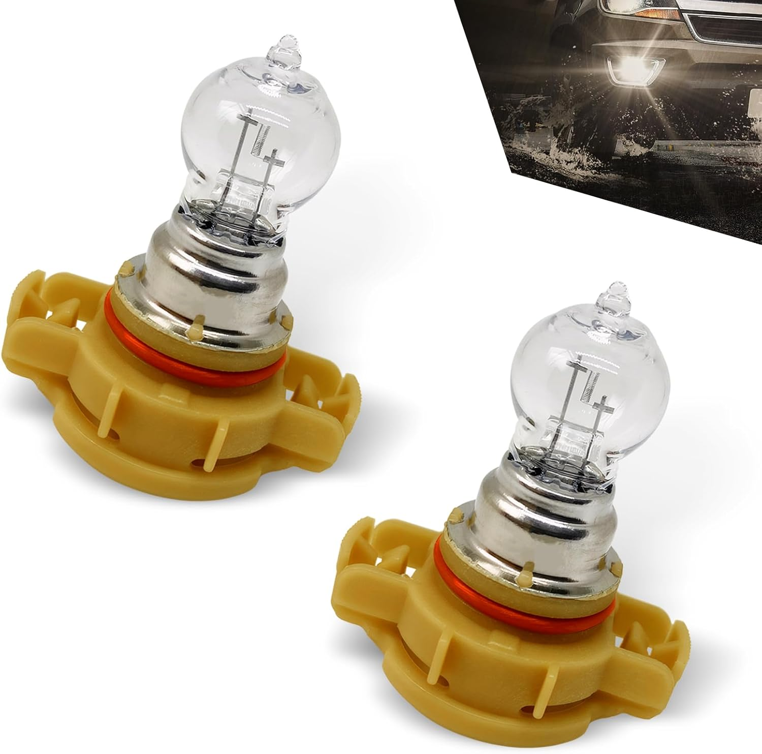 PSX24W Fog Light Bulbs,12V 24W 3500K Ultra-Bright Shock-Proof Quartz Glass Daytime Running Light, Plug and Play Multi-Functional Cars Lighting Replacement (Warm White Light)