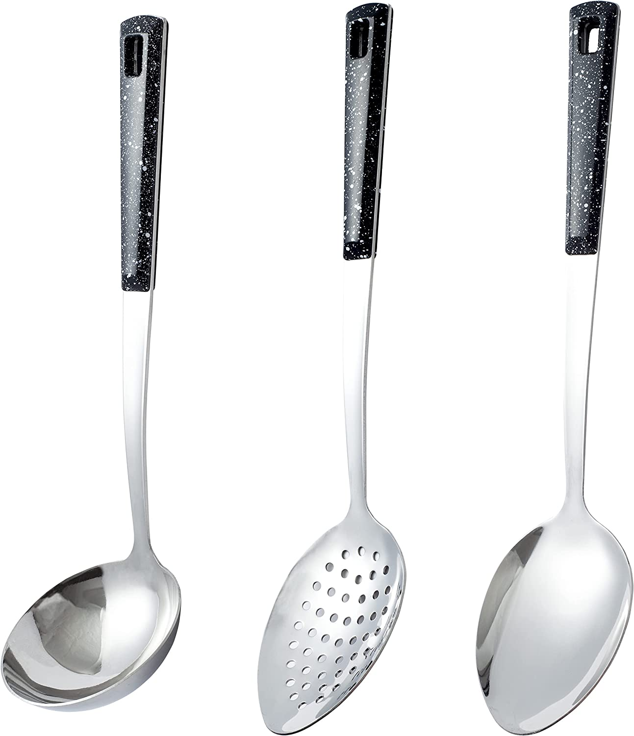 3-Piece,Stainless Steel Serving Spoons Set with Slotted Spoon, Serving Spoon and Perforated Spoon, Soup Ladle,Kitchen Cooking Serving Utensils Set Cooking Spoon