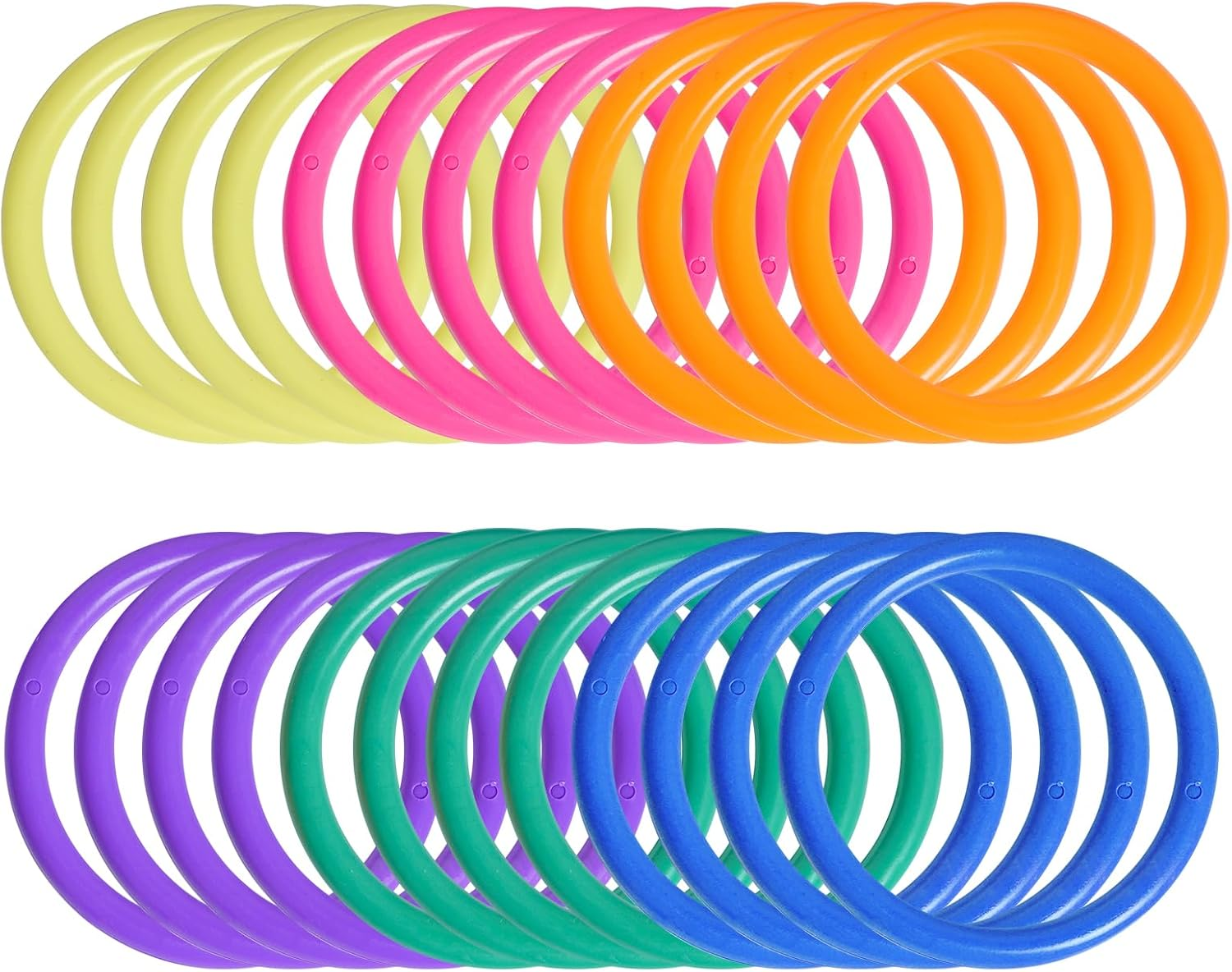 24 Pcs Plastic Ring Toss Game for Kids 2.5 Inch Toss Rings Carnival Rings for Speed and Agility Practice Games, Bridal Shower Backyard Outdoor Games, Random Colors