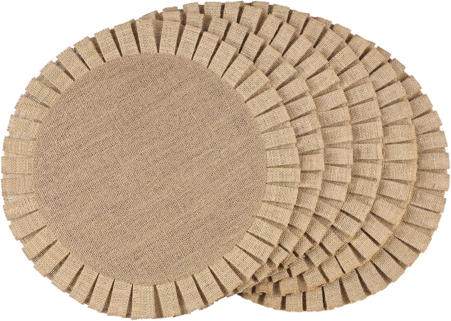 Round Braided Burlap Placemats Set of 6 15in Heat Resistant Jute Mat
