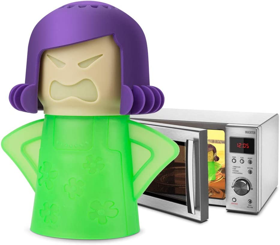 Angry Mama Microwave Cleaner Angry Mom Microwave Oven Steam Cleaner and Disinfects with Vinegar and Water for Kitchens, Steamer Cleaning Equipment Cleans the Crud in Minutes (Green)