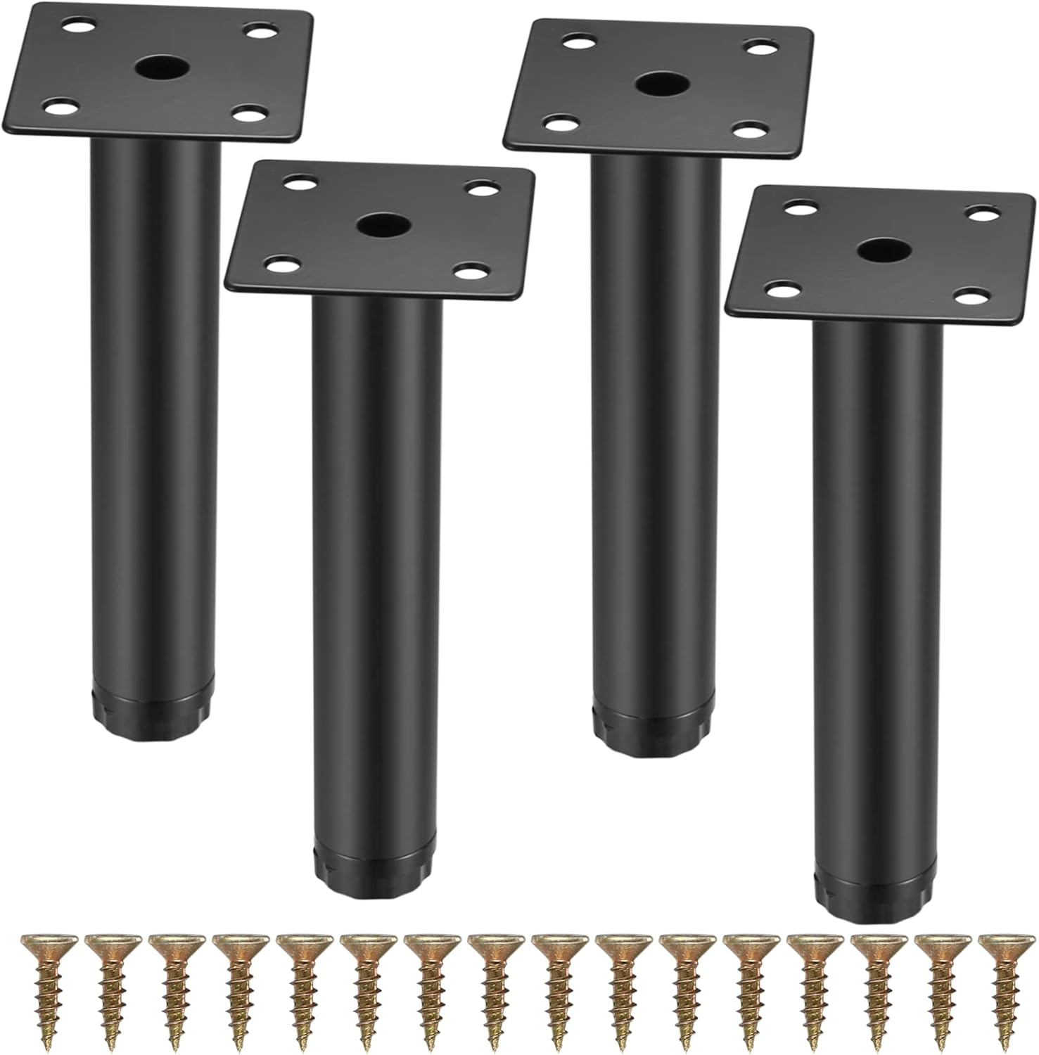 4 Pcs Furniture Legs, Metal Cabinet Legs, 6 Inches/15 Cm Adjustable Furniture Support Feet for Kitchen Shelves Sofa Table Chair Desk Cupboard Furniture Adjustable Legs Feet Foot
