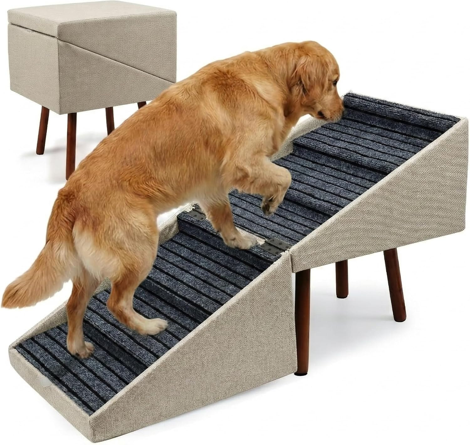 XXL 2-In-1 Ottoman Dog Stairs for Large Dogs,21.6 Inch Foldable