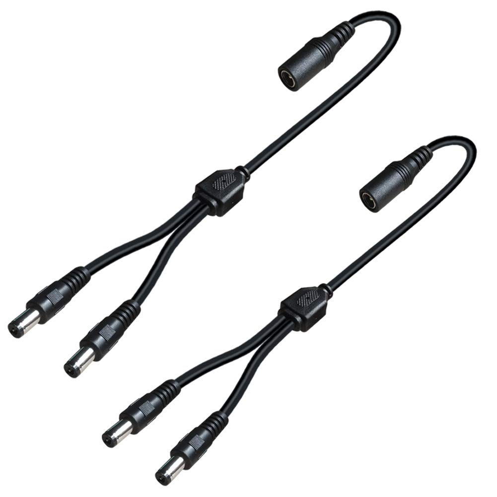 2 Pack DC Power 1 Female to 2 Male 5.5Mm X 2.1Mm DC Power Supply Splitter Cord for Surveillance Camera Cable Barrel Plug,Y Splitter Adapter Wire,2 Way Y-Cable for CCTV Security Camera,Led Strip Light