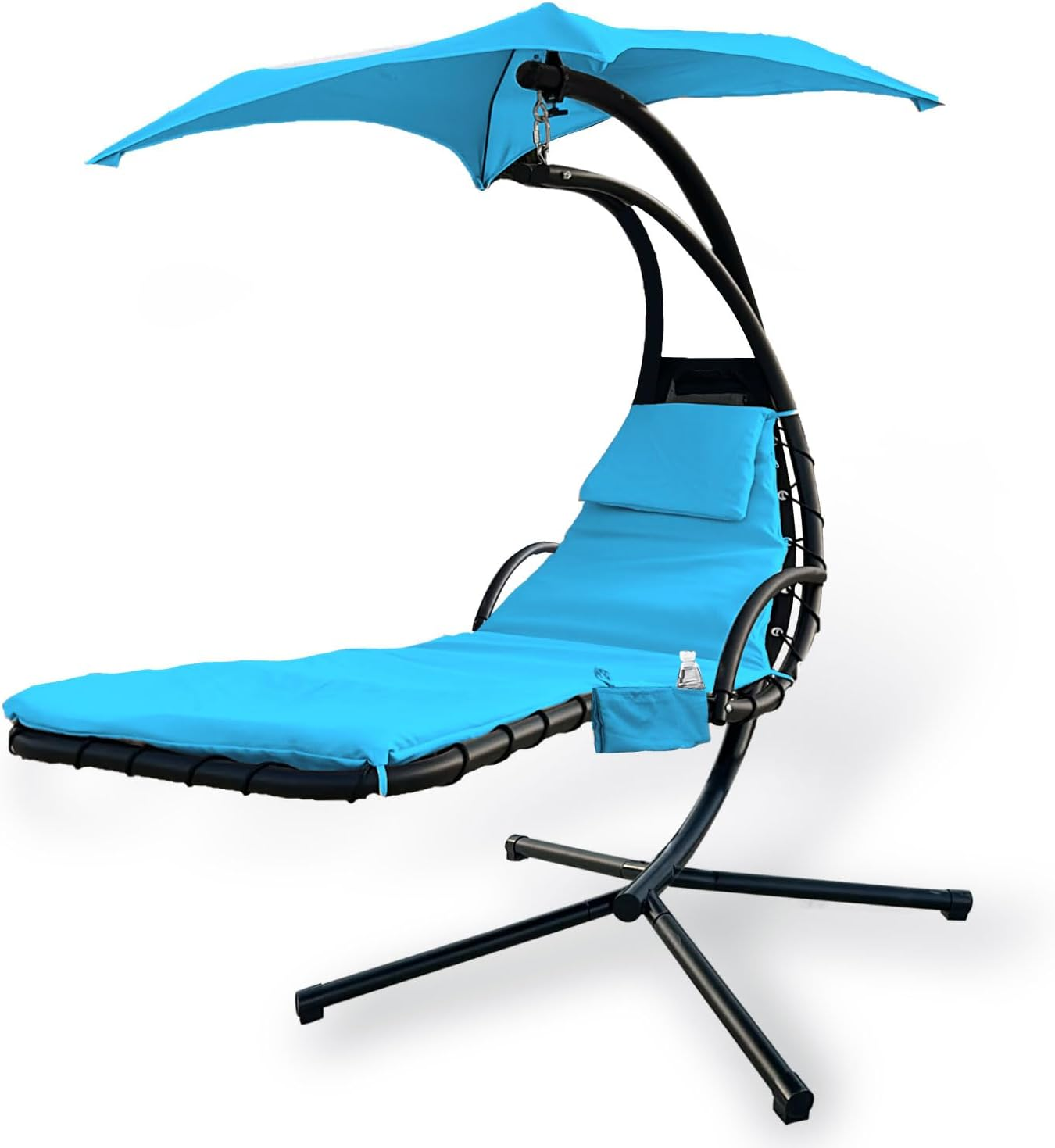 Outdoor Hanging Lounge Chair Replacement Cushion Cover and Umbrella Fabric, Suitable for Curved Chaise Lounge Swinging Hammock Chair Pads, Waterproof Soft Fabric (Cushion Not Included) , Sky Blue
