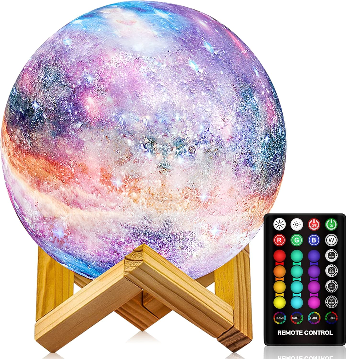 Moon Lamp, Night Light, 16 Colors Galaxy Lamp 3D Printing Moon Light with Stand