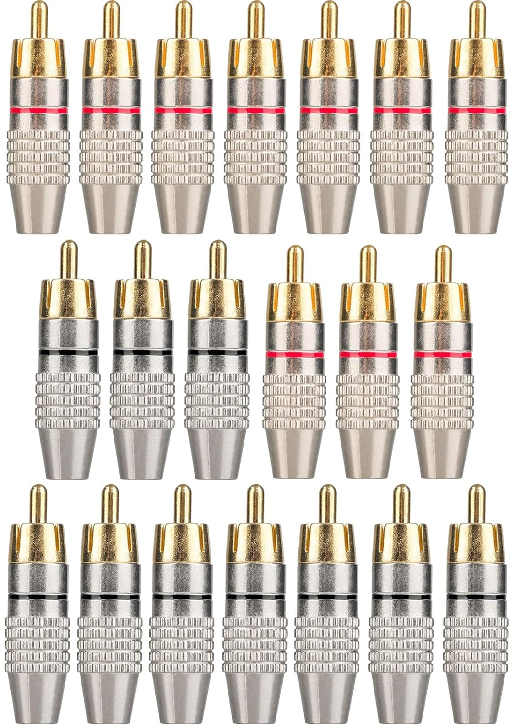 20Pack RCA Male Plug Solder, Gold Audio Video Cable Adapter Connector for Speake