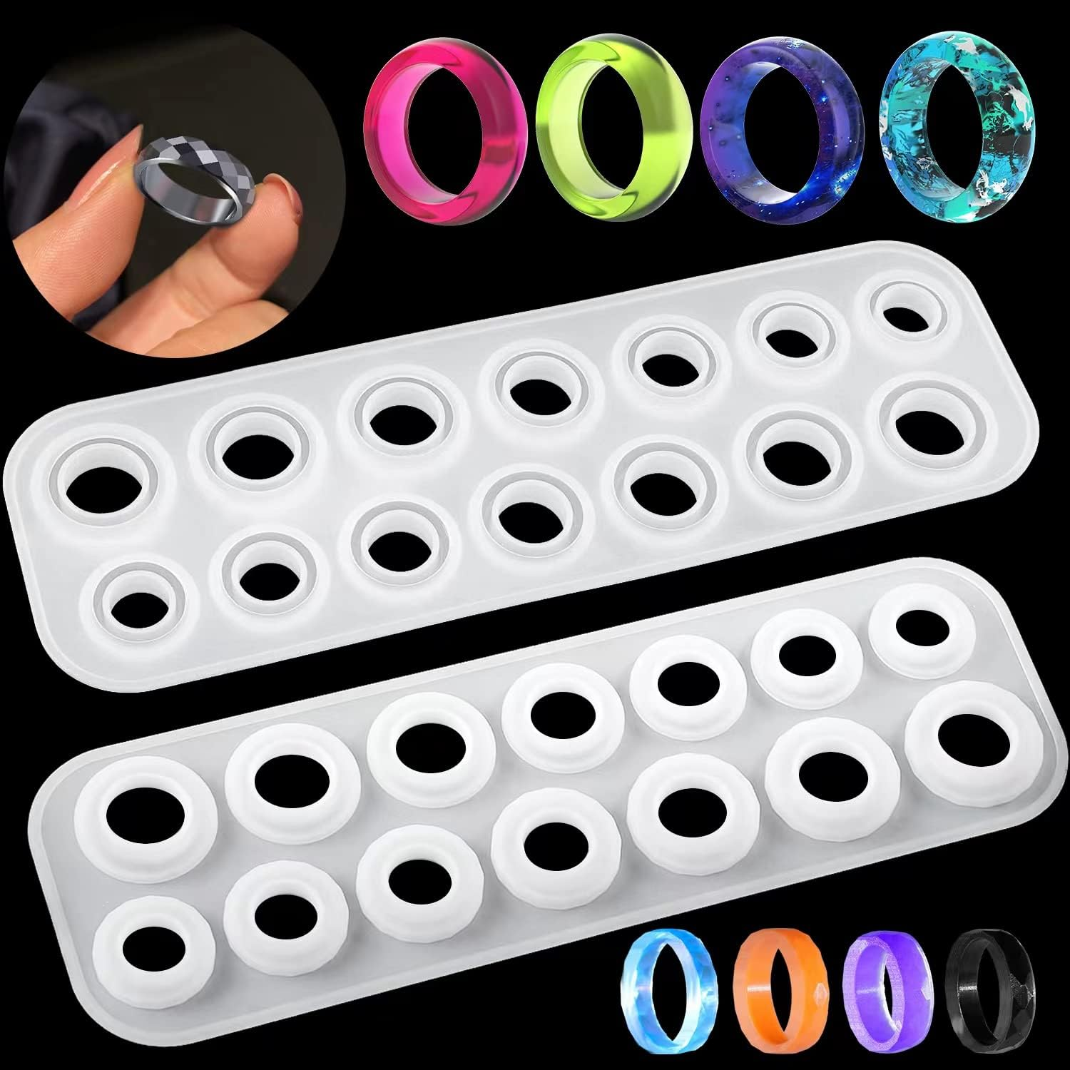 Resin Ring Molds Silicone, Silicone for Epoxy Resin, 14 Sizes with round 