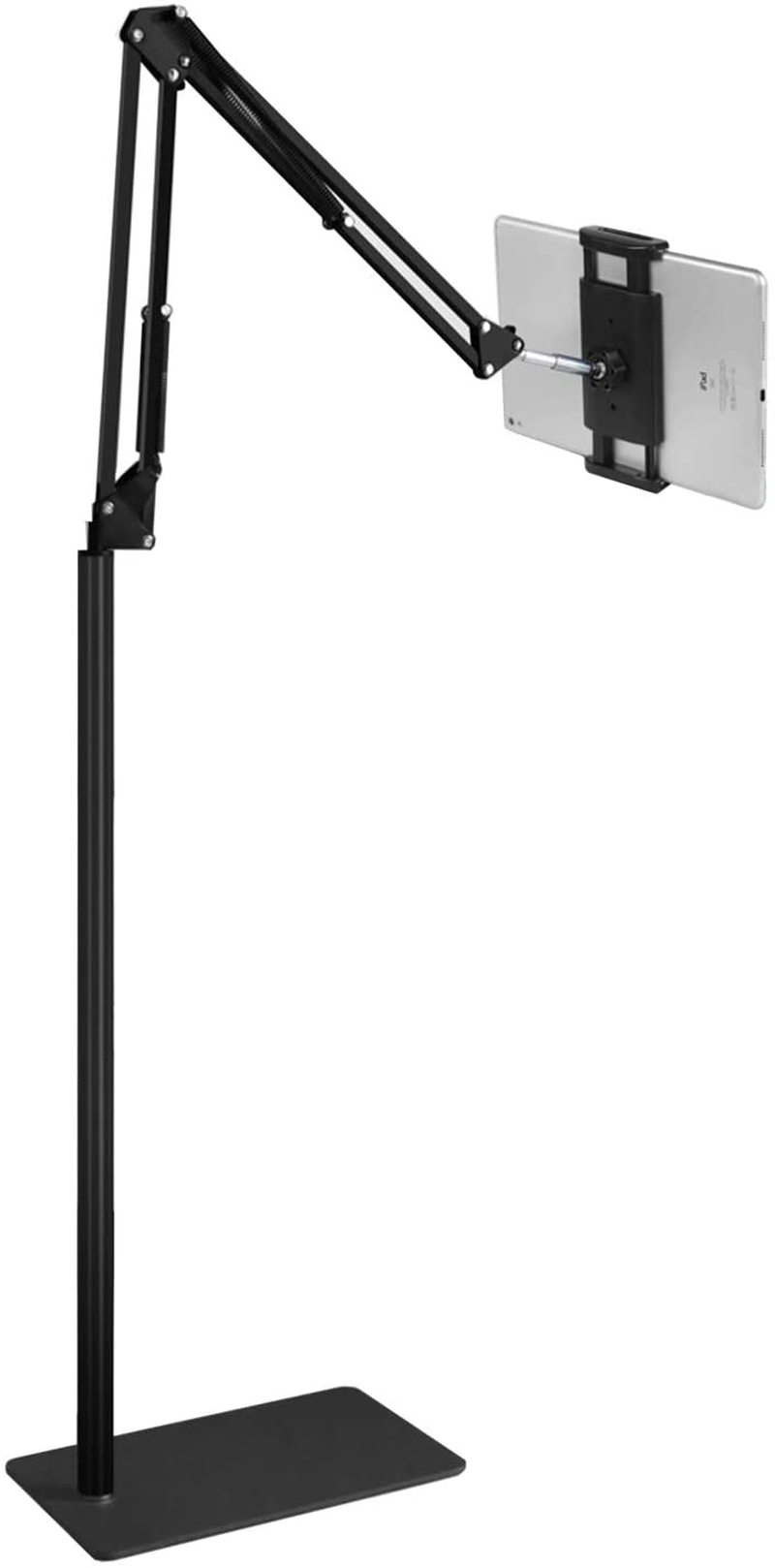 Tablet Floor Stand, Overhead Bed Phone Stand Angle Height Adjustable Holder, Universal Floor Stand Compatible with Iphone Ipad Pro Air Mini, Samsung Tab, Kindle, E-Readers…