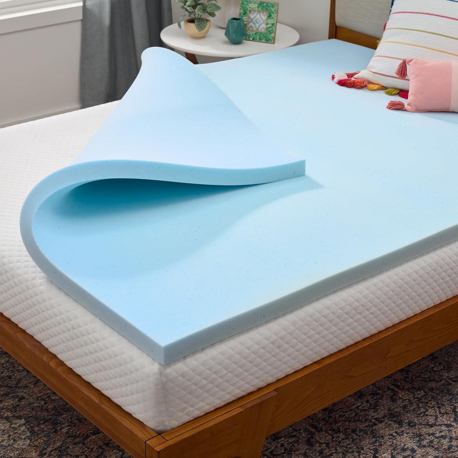 Memory Foam Mattress Topper, Queen Size - 2 Inch Gel Infused Memory Foam - Plush Feel - Cooling and Pressure Relieving - Certipur Certified