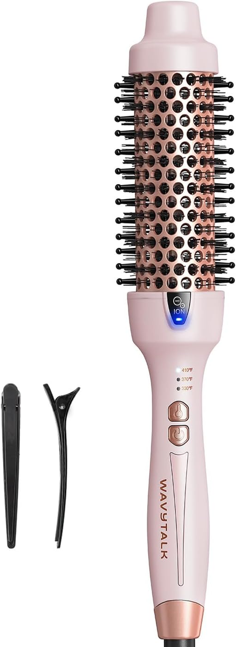 Updated Version Thermal Brush, 1.5 Inch Negative Ion Blowout Express Thermal round Brush Creates Salon-Quality Blowouts, Lonic Frizz Reduction Makes Hair Shinier & Smoother (Millennial Pink)