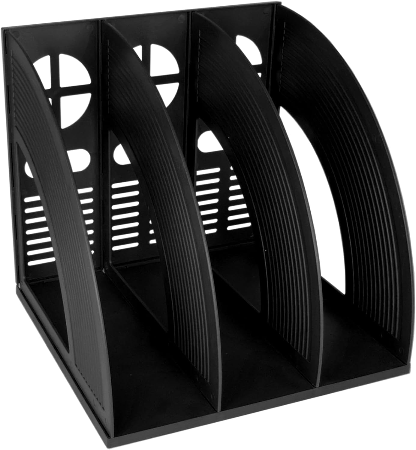 SAYEEC Magazine Holder Sturdy Binder Holder Desk File Sorter Plastic File Folder Organizer Stand Book Shelf Dividers Vertical Storage Rack Desktop Bookshelf Display Box for Office School Home (Black)