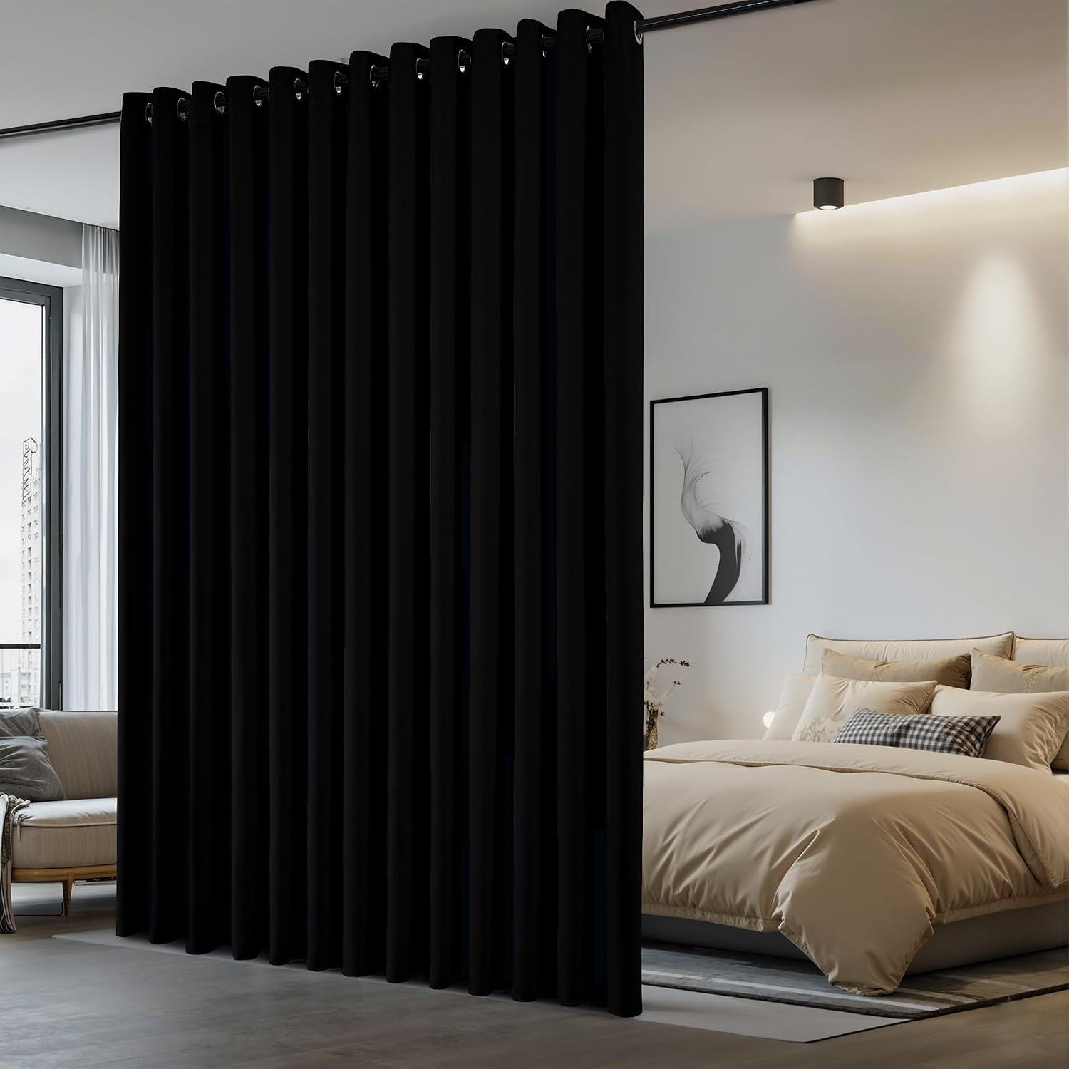 Cortina Divisoria De Ambiente Con Reduccion De Ruido Negro 7ft X 8.3ft 1 Panel