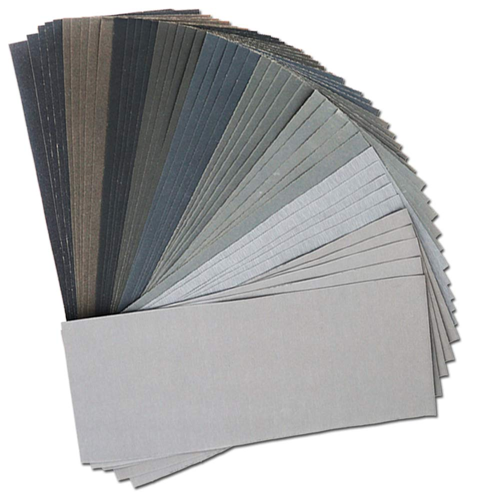 45Pcs Wet Dry Sandpaper, 400/600/ 800/1000/ 1200/1500/ 2000/2500/ 3000 Grit Assorted Sanding Sheets for Automotive Polishing, Metal Sanding, Wood Furniture Finishing, 9 X 3.6 Inch by