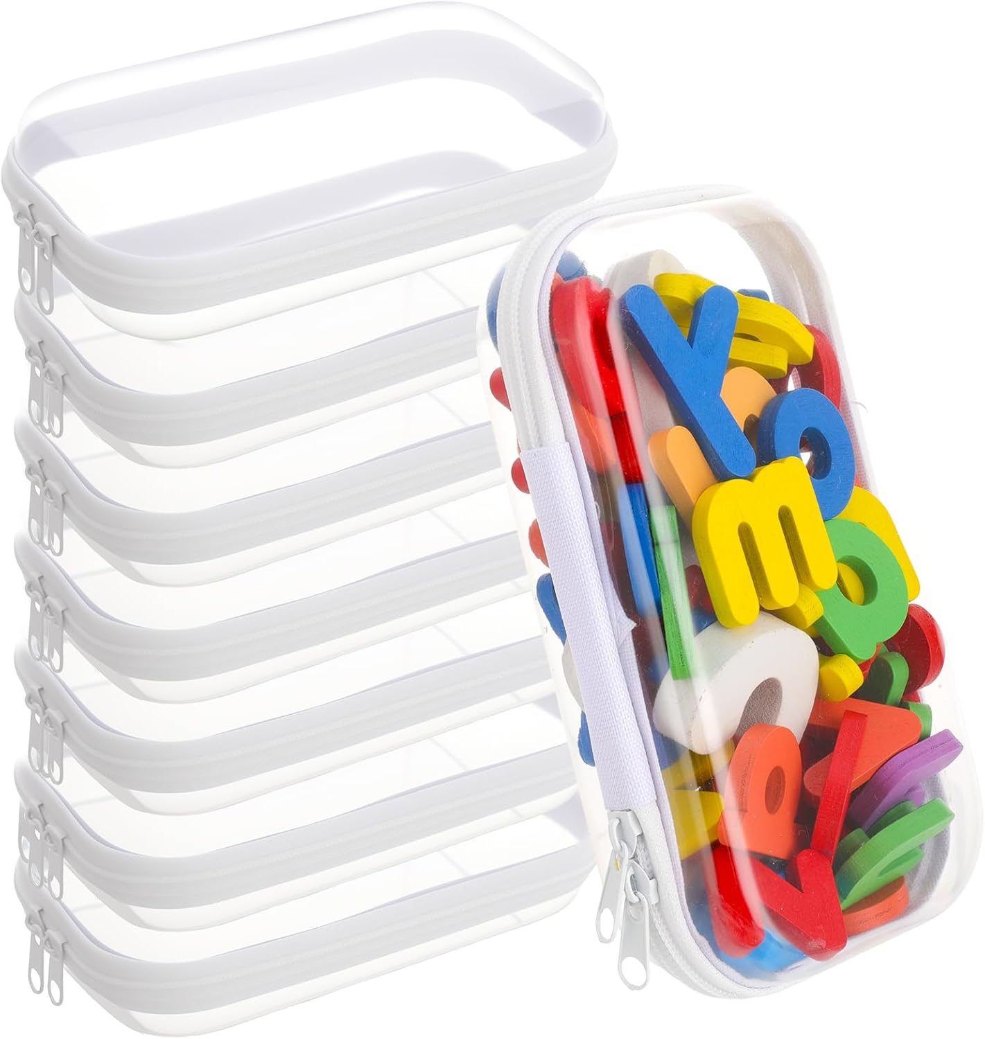 8Pcs Clear Hard Shell Zipper Case, Transparent Hard Plastic Zipper Pouches, Portable Travel Storage Organizer Bins, Hard Plastic Case for Toy Cosmetics Snacks Toiletry (S: 7.8 X 4.7 X 2 Inch)