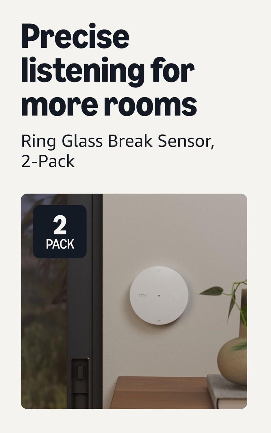 Sensors: Glass Break Sensor (Newest Model) – Instant Notifications, on Amazon Sidewalk, No Base Station Needed, Pro Monito (Sold Separately), 2-Pack