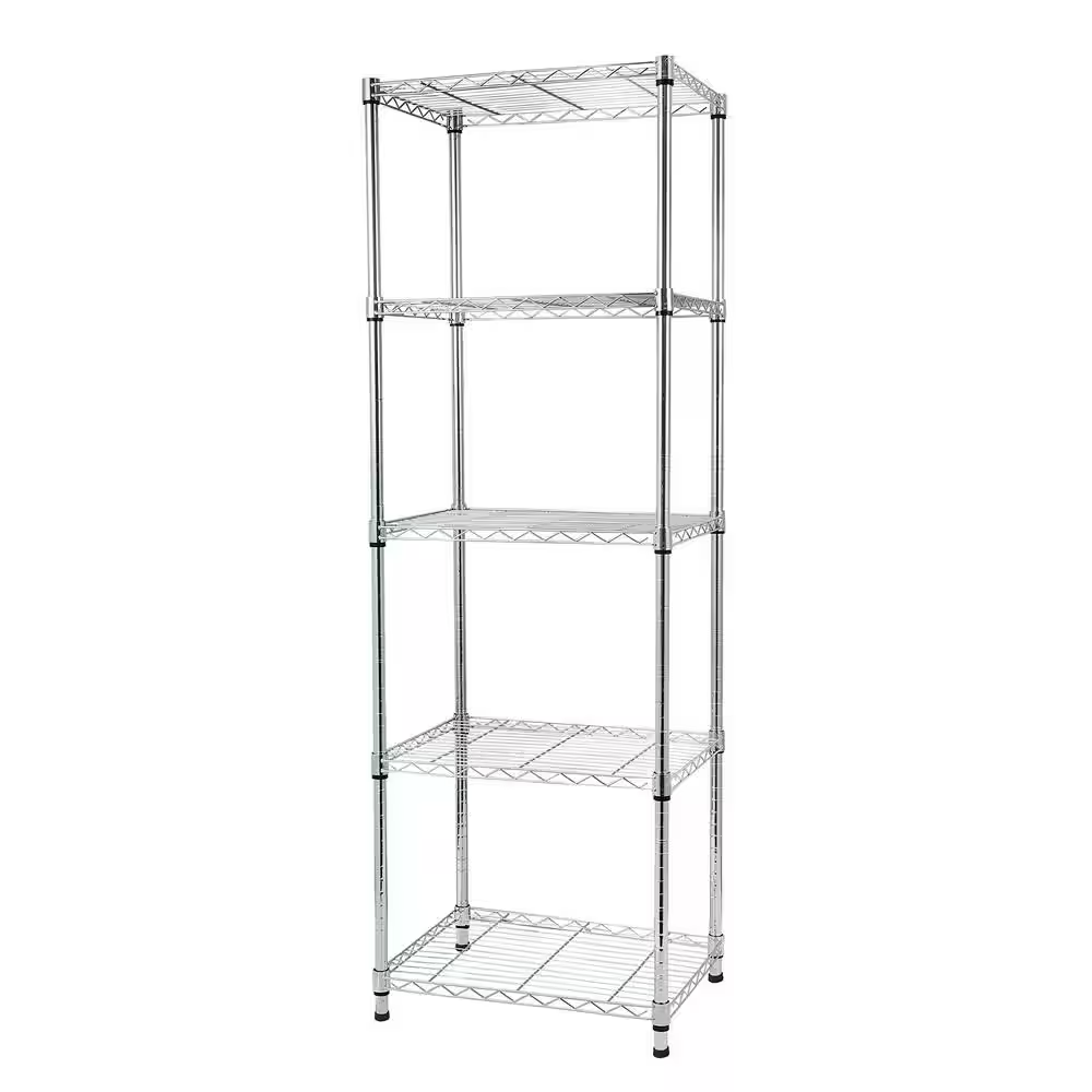 Silver 5-Tier Heavy Duty Steel Freestanding Garage Storage Shelving Unit (17.72 In. W X 71 In. H X 21.65 In. D)