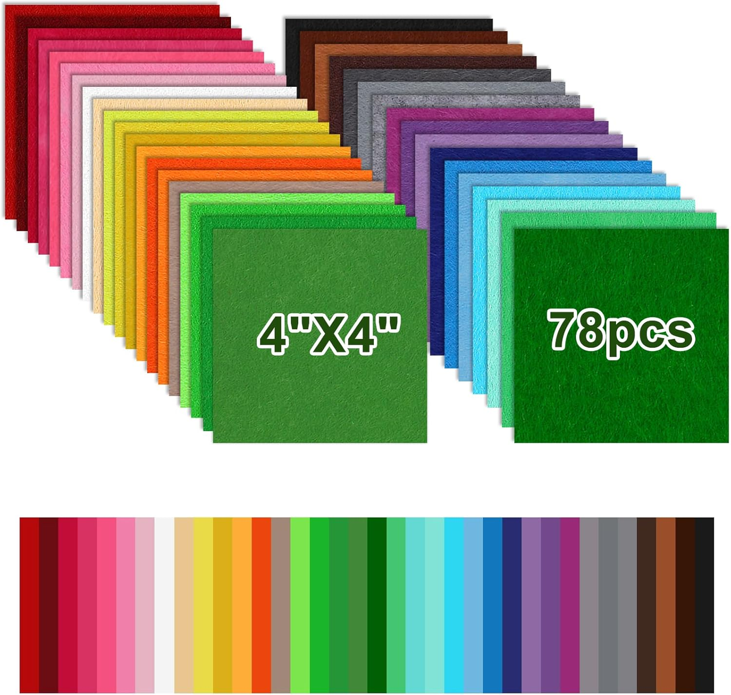 Felt, 78PCS Felt Sheets, Colourful of Felt Fabric Can Be Used for DIY, Sewing, Patchwork, Decoration (4