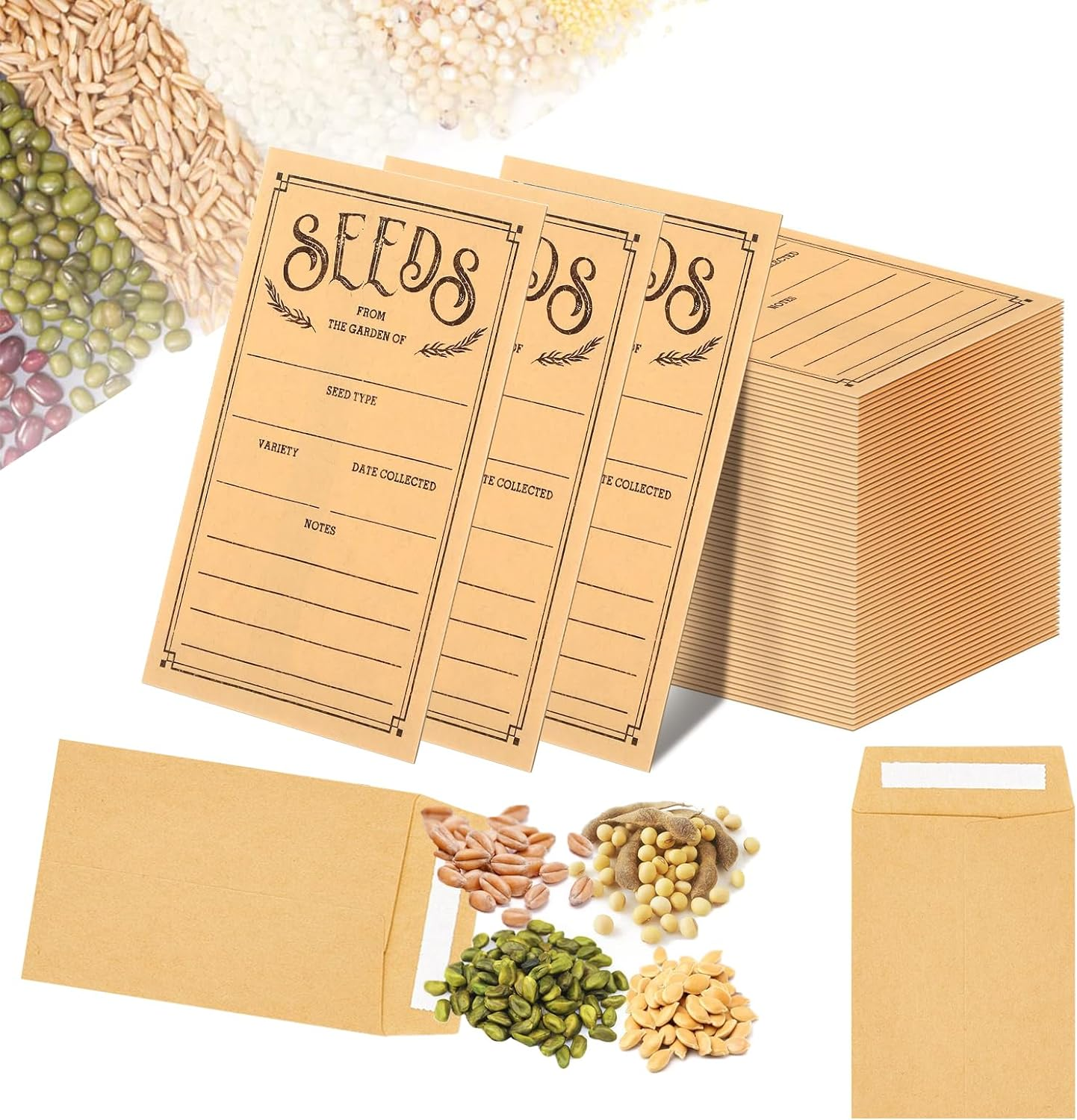 150 Pcs Small Seed Envelopes, Resealable Storage Packets for Collection of Flower Vegetable Seeds (Yellow)