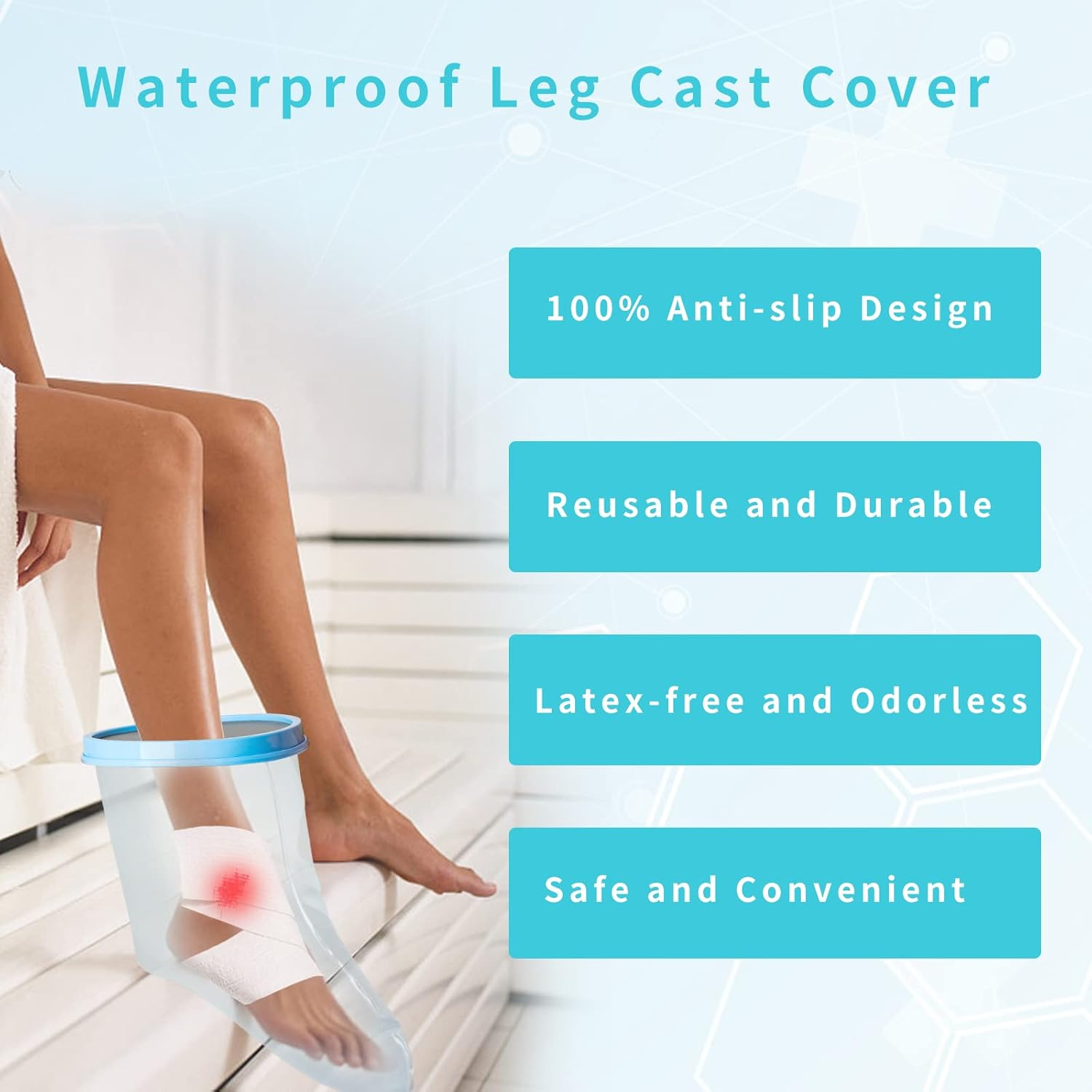 SUPERNIGHT Waterproof Foot Cast Cover for Shower& Bath, Reusable Sealed Water... - Picture 6 of 14