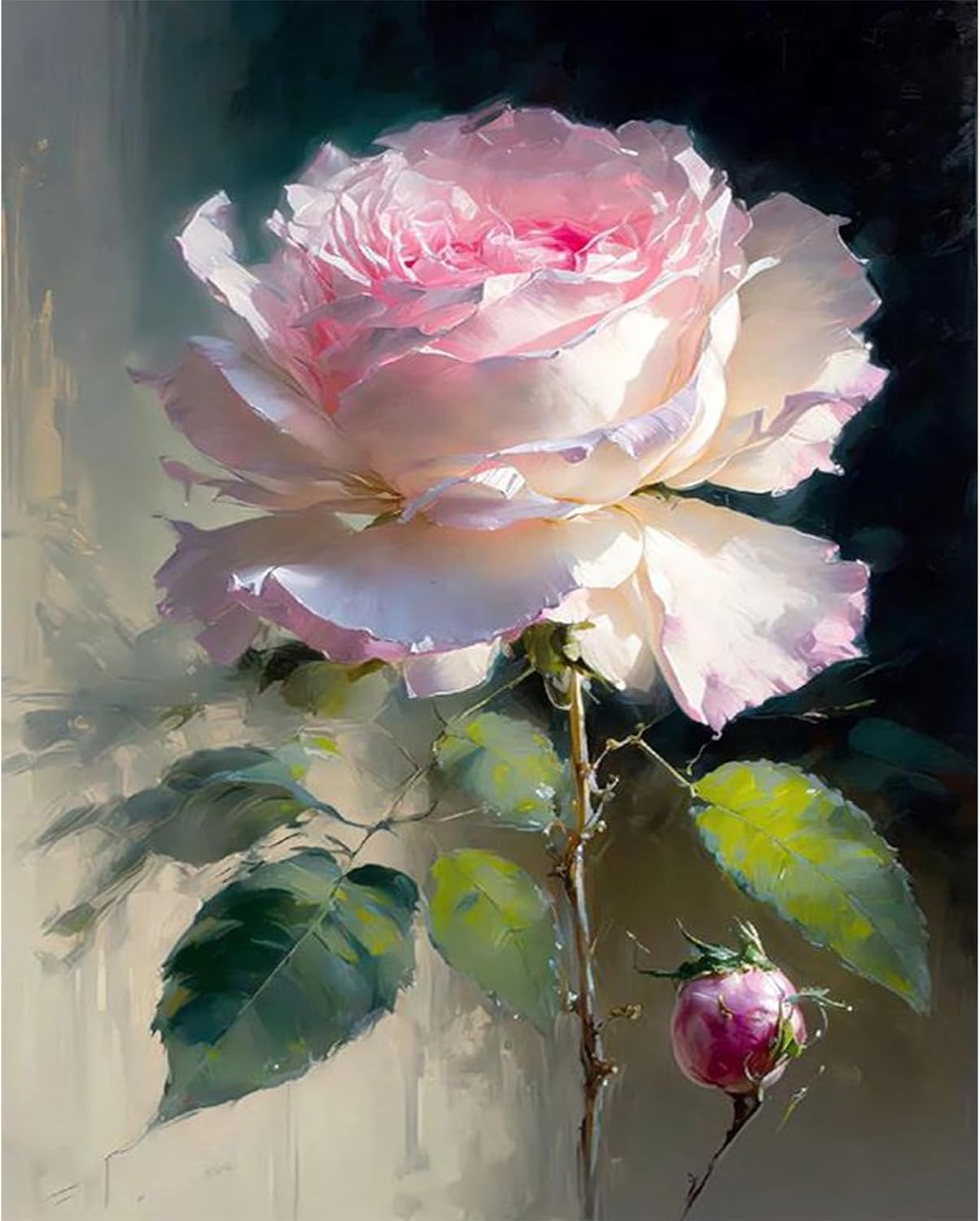 Xackcme Rose Paint by Numbers for Adults - Flower Paint by Number on Canvas without Frame, DIY Floral Oil Painting for Gift Home Wall Decor (16X20 Inch)