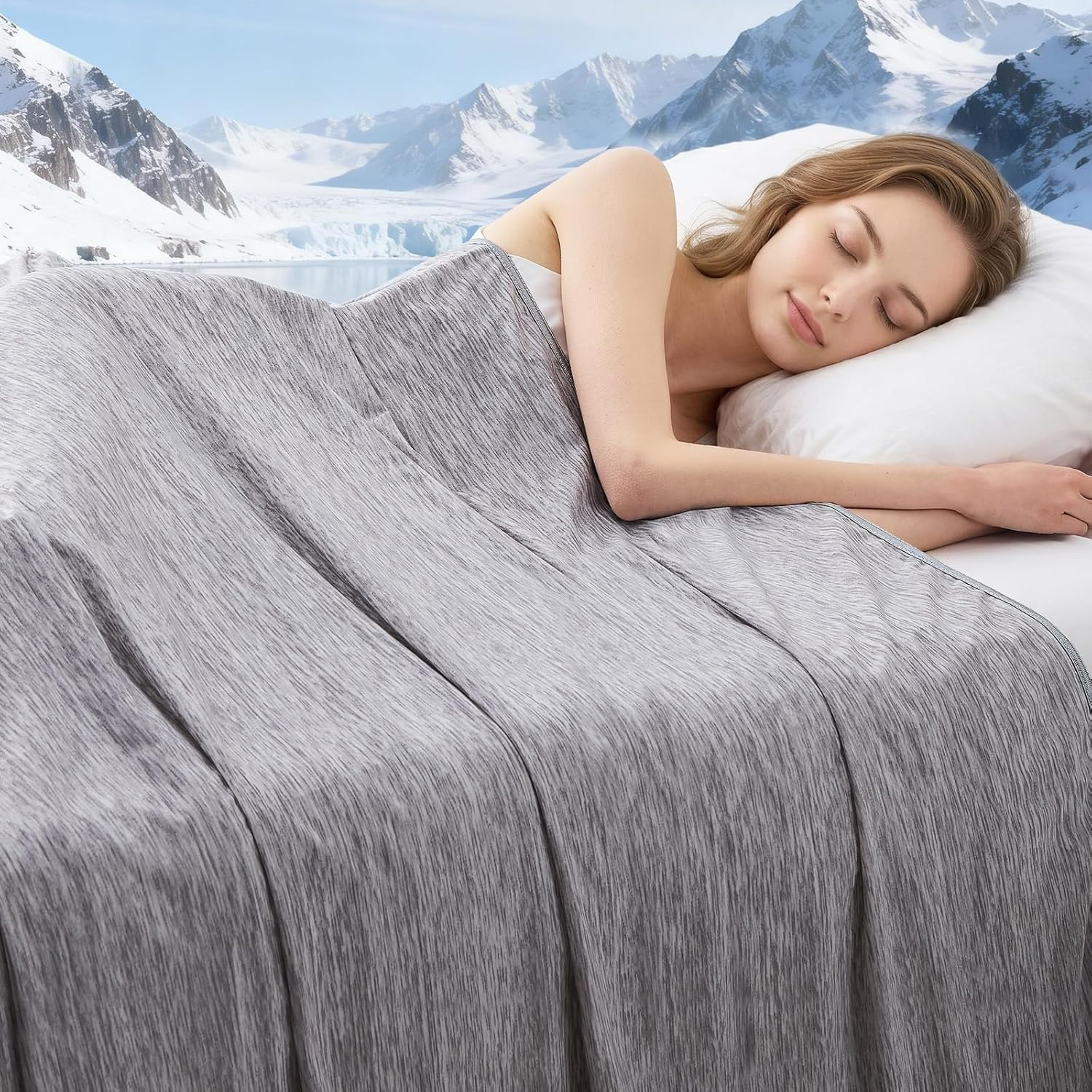 Cooling Blanket Queen Size, Cooling Blankets for Hot Sleepers, Absorbs Heat to Keep Body Cool for Summer Nights Sweats, Cold Blanket for Bed Couch Sofa, Ice Blanket 90X90 Inches, Dark Gray