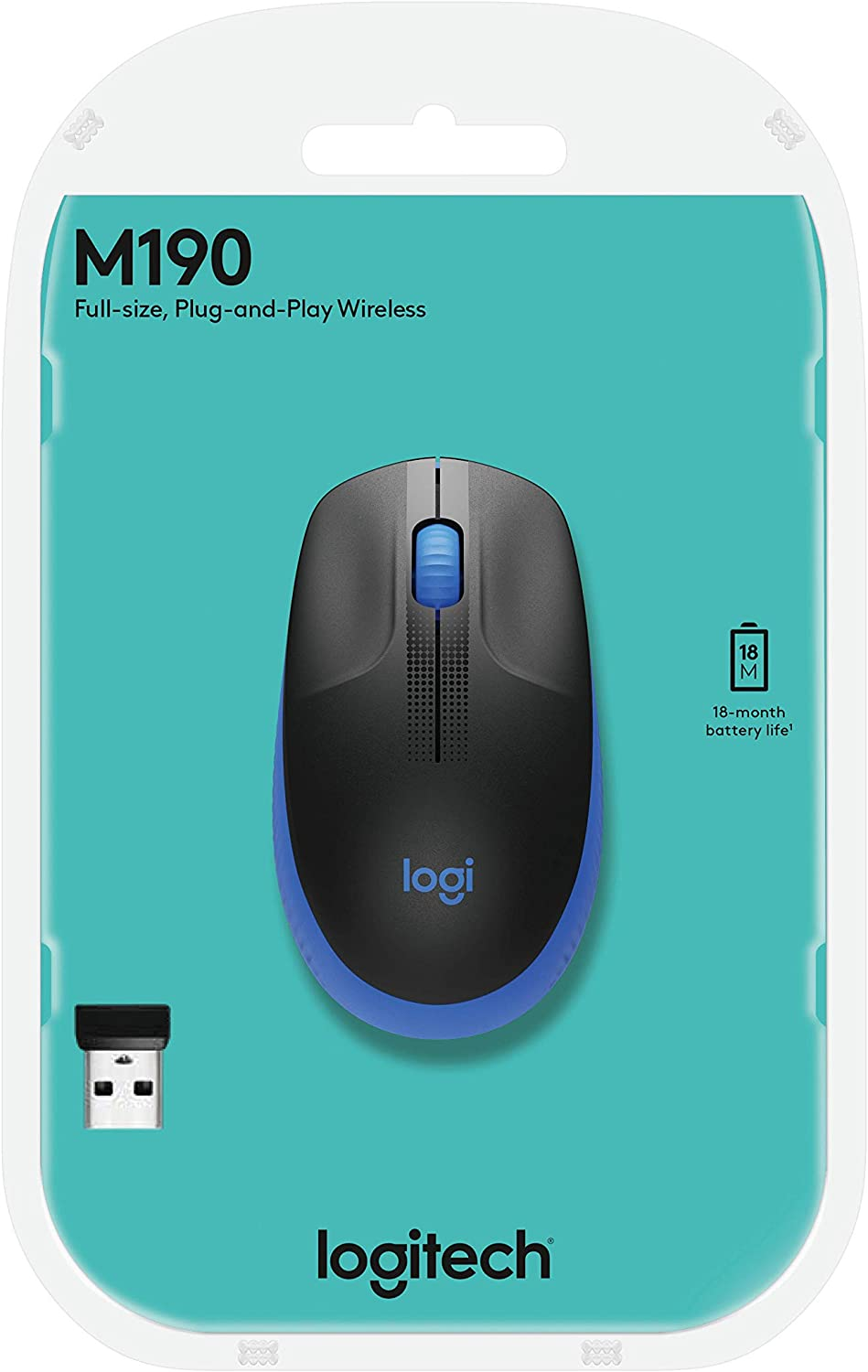 Logitech M190 Wireless Mouse Full Size Comfort Curve Design 1000Dpi Blue - Picture 7 of 13