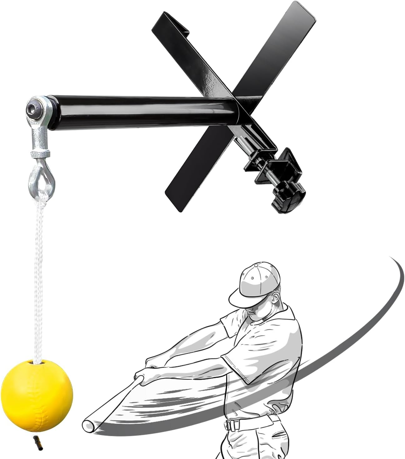 Portable Baseball Swing Trainer with the Tethered Ball,Premium Hitting/Batting Trainer System for Baseball and Softball,Easy Setup on Fence Hitting Trainer,Swing Trainer with Auto Reset