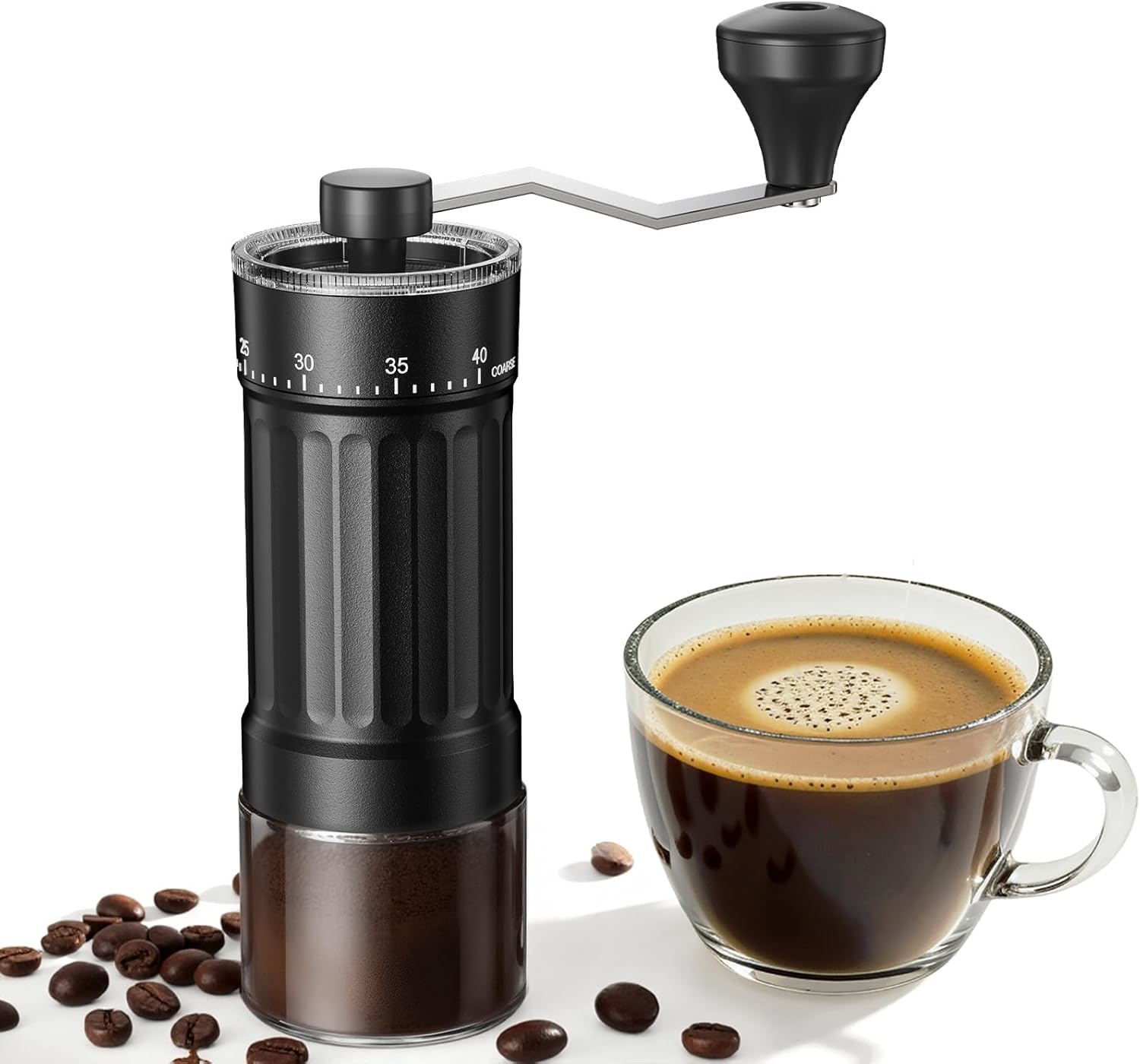 Mini Manual Coffee Grinder with 40 Adjustable Settings Portable Hand Bean Mill