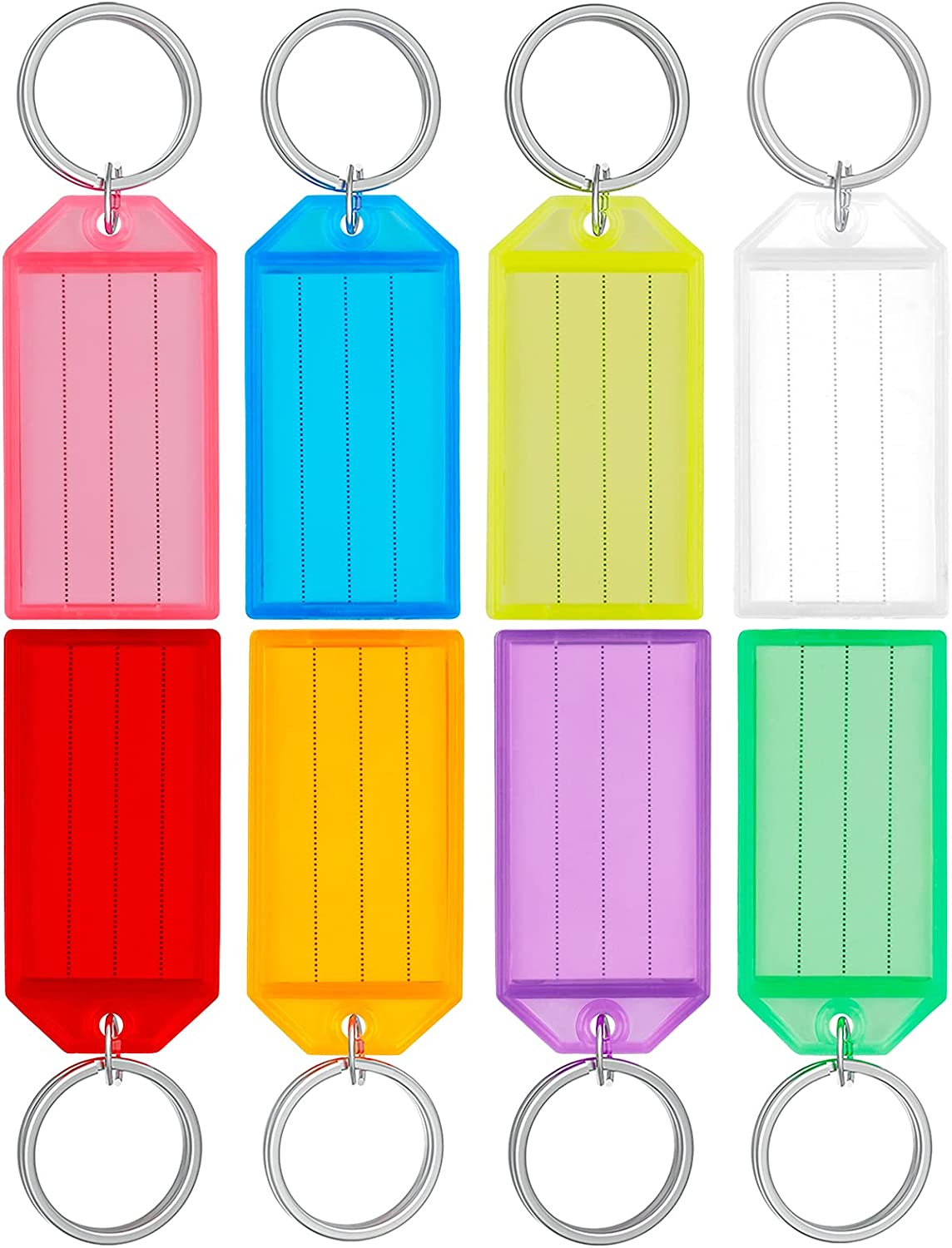 Uniclife 20 Pack Tough Plastic Key Tags with Split Ring Label Window, Assorted Colors