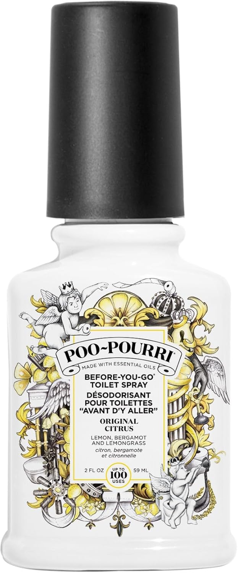 Pourri Bathroom Air Freshener Spray - Before-You-Go Poo-Pourri Toilet Spray - Original Citrus Bathroom Deodorizer - Traps Odors under the Water'S Surface - Plant-Based Essential Oil Spray (59 Ml)