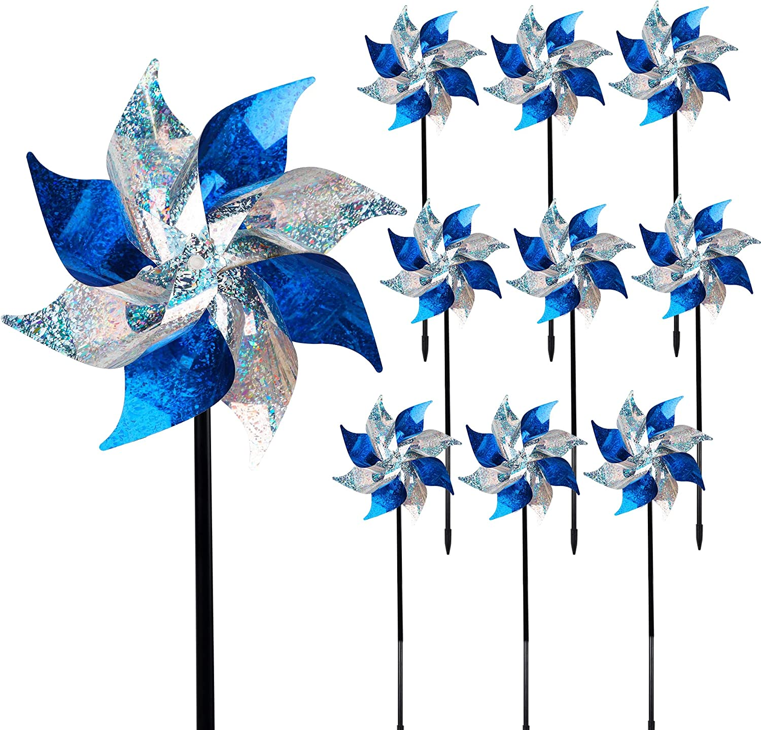 Hausse 10 Pack Reflective Pinwheels with Stakes, Extra Sparkly Pinwheel for G... - Picture 11 of 16