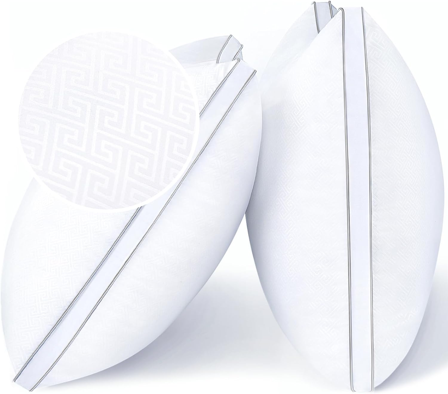 Bed Pillows Standard Size Set of 2, Hotel Cooling down Alternative Gusseted Pillows for Side, Back, or Stomach Sleepers, White