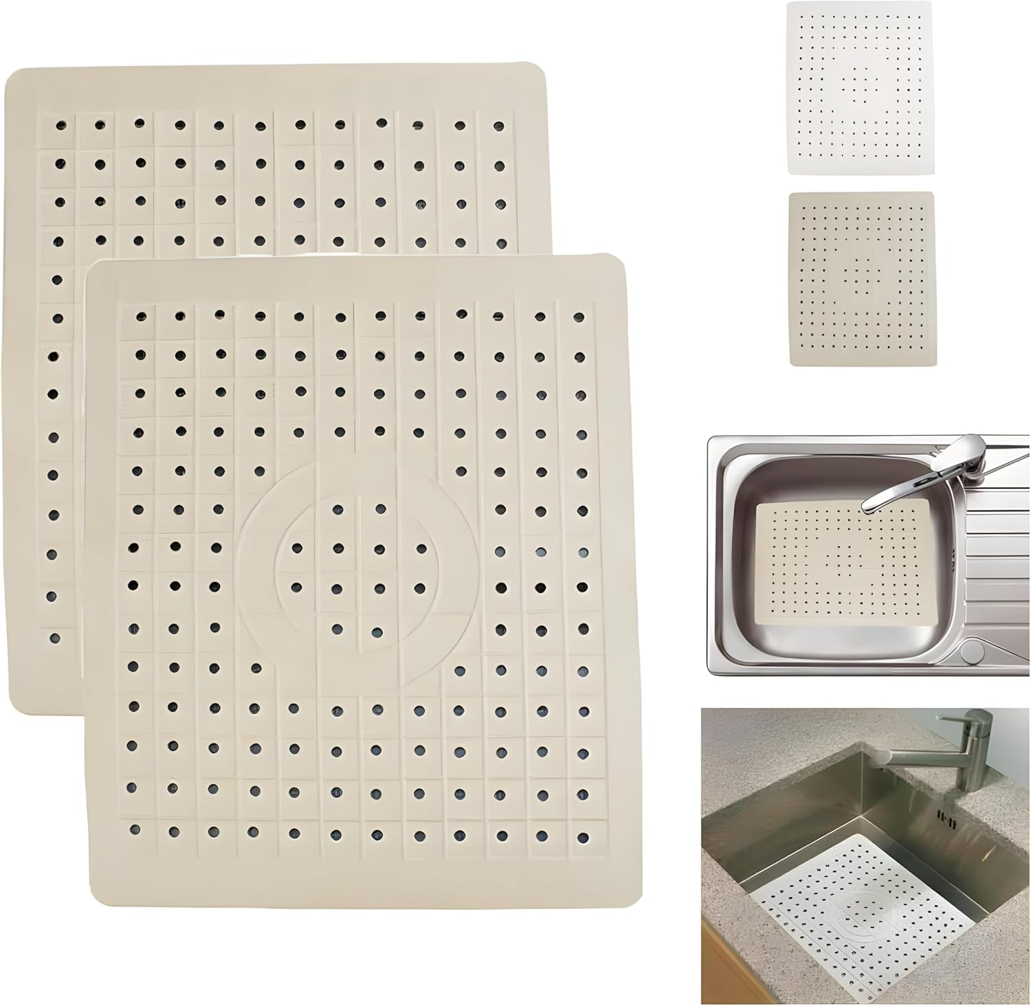 2 Pack Kitchen Sink Mat Drain Pad Protector 10