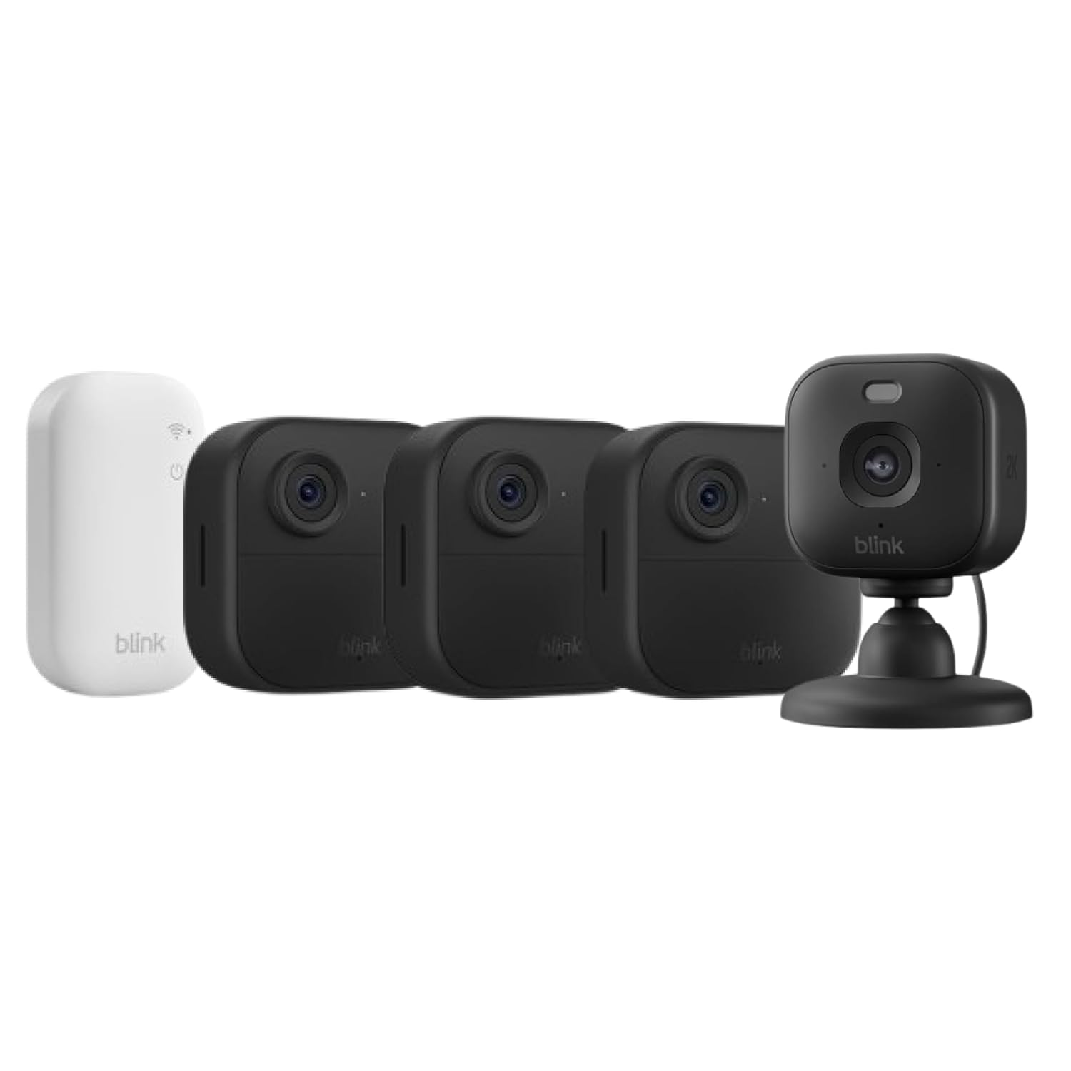Blink Outdoor 4 Camera (Newest Gen)+ Blink Mini 2K+ Black (Newest Gen) &ndash; Wireless HD Smart Security Camera, Two-Year Battery Life, Enhanced Motion Detection - 3 Camera System with Sync Module Core Incl. - IP65