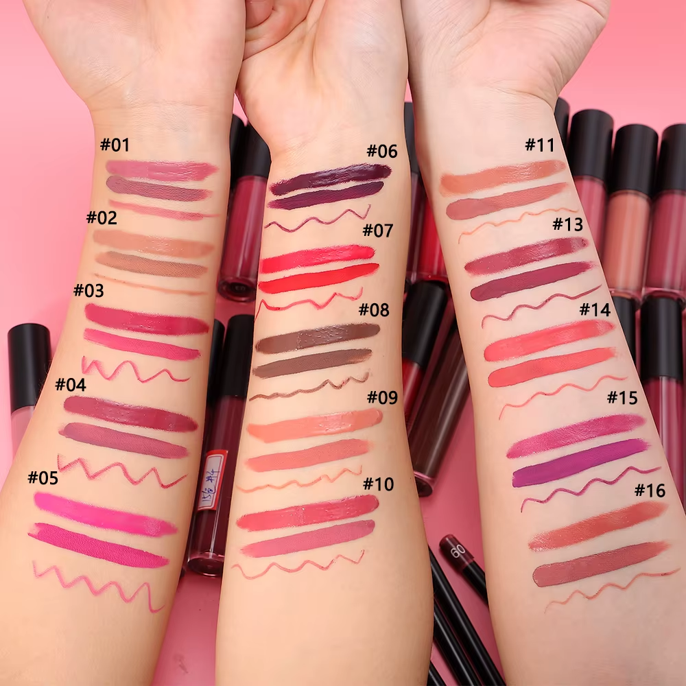 3 in 1 Lipgloss Lipliner Lip Kit Set Private Label Vegan Makeup Waterproof Matte Lipstick Lipliner Lip Gloss Lip Combo Set