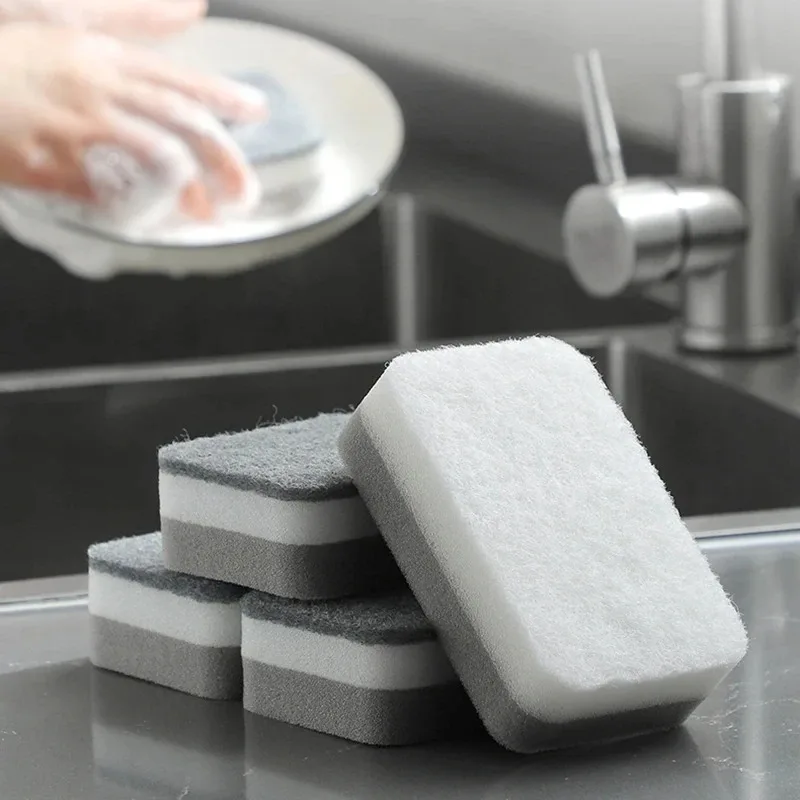 20Pcs Double-Sided Cleaning Sponges Pan Pot Cleaning and Maintenance Washing Sponges Household Scouring Pad Kit Tools Brush