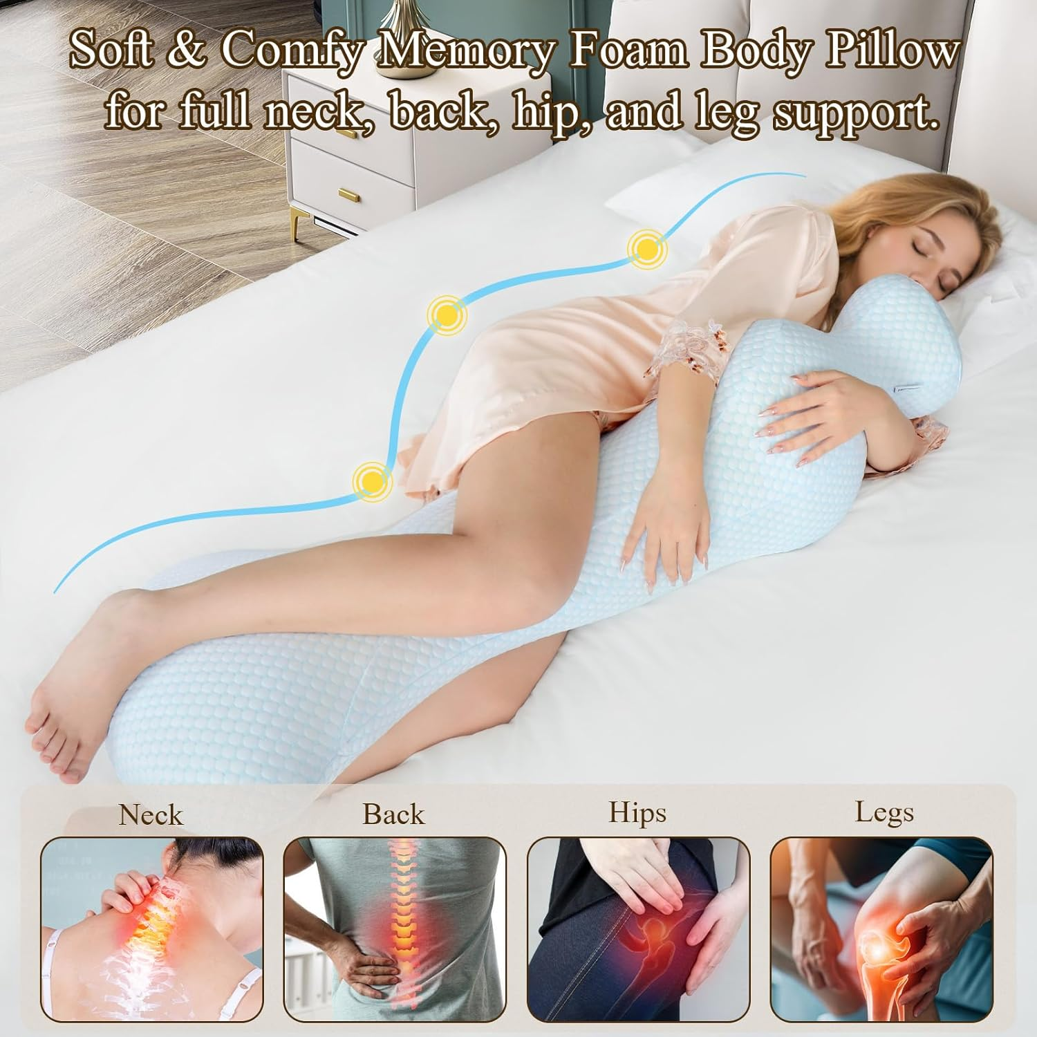 HONEHO Small Mermaid Body Pillows, Cooling One Piece Body Pillows for Adults,... - Picture 5 of 15